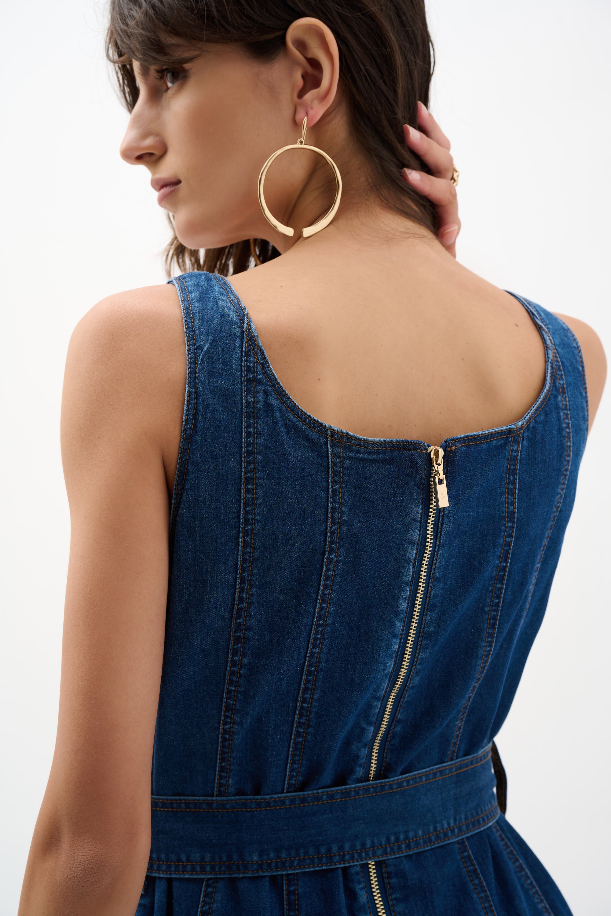 Fit & Flare Denim Midi Dress