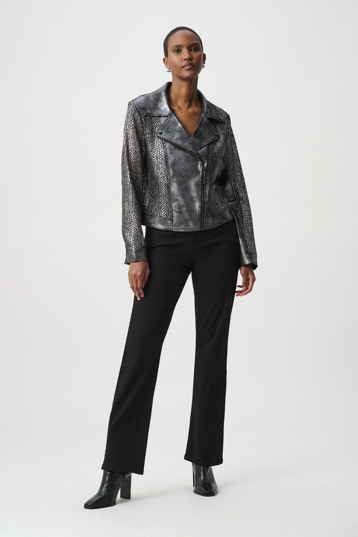 Metallic Faux Suede Moto Jacket