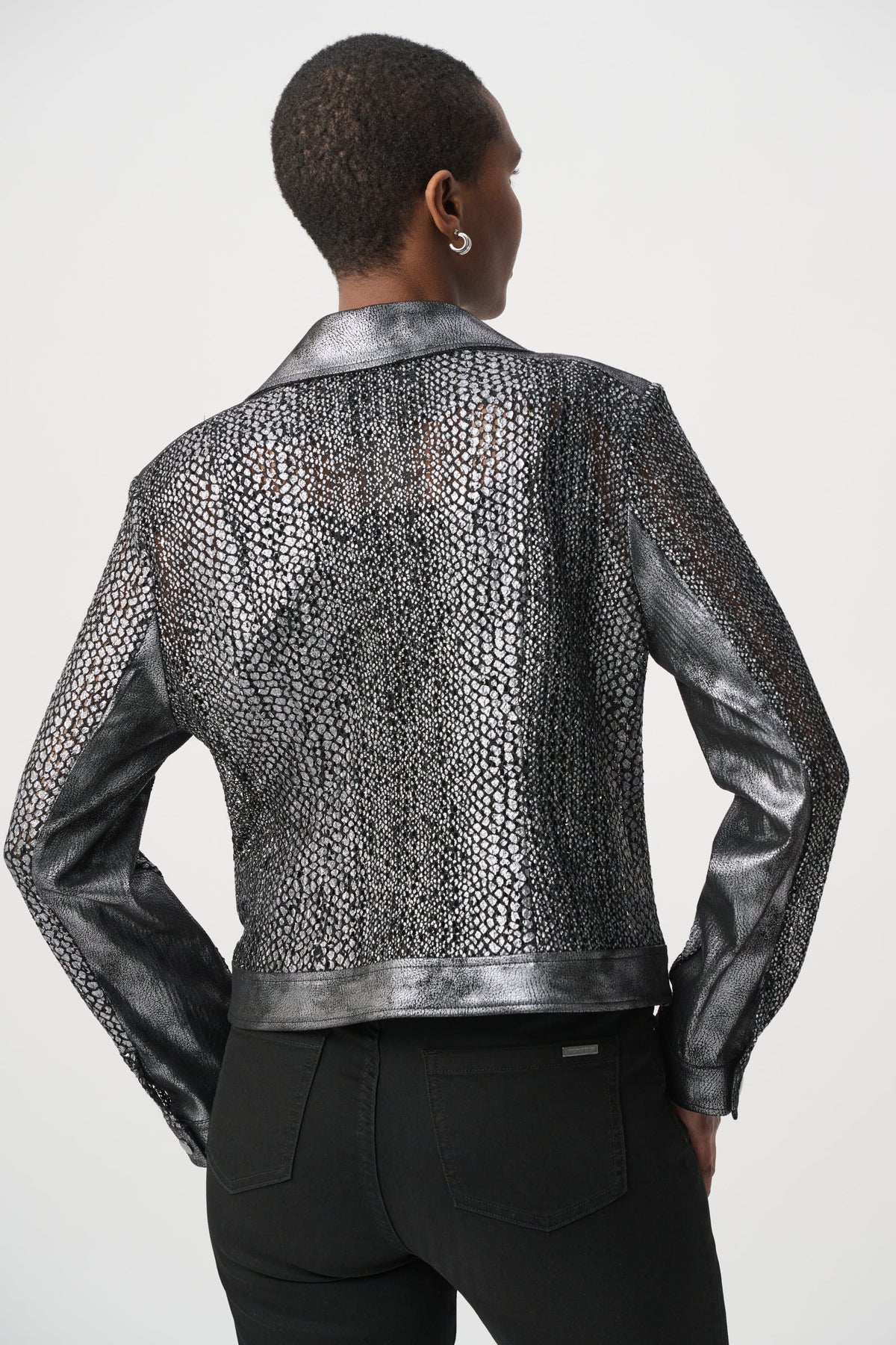 Metallic Faux Suede Moto Jacket