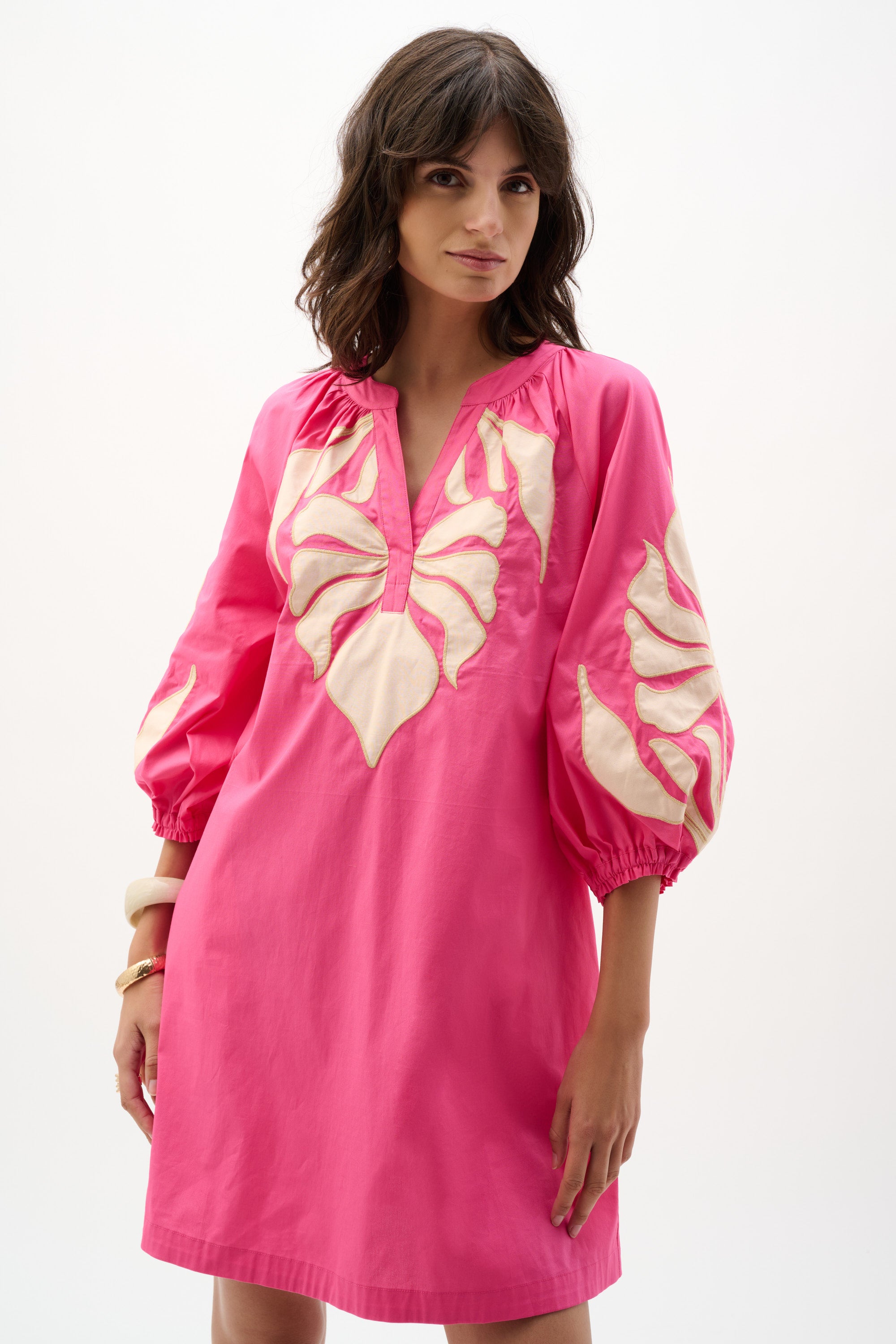 Floral Applique Cotton Dress