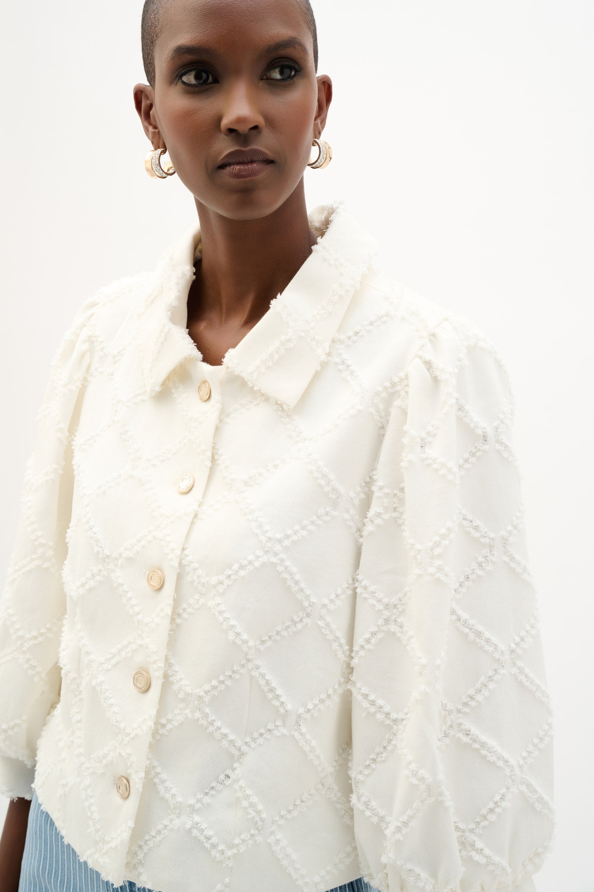 Eyelash Trim  Crop Cotton Jacket