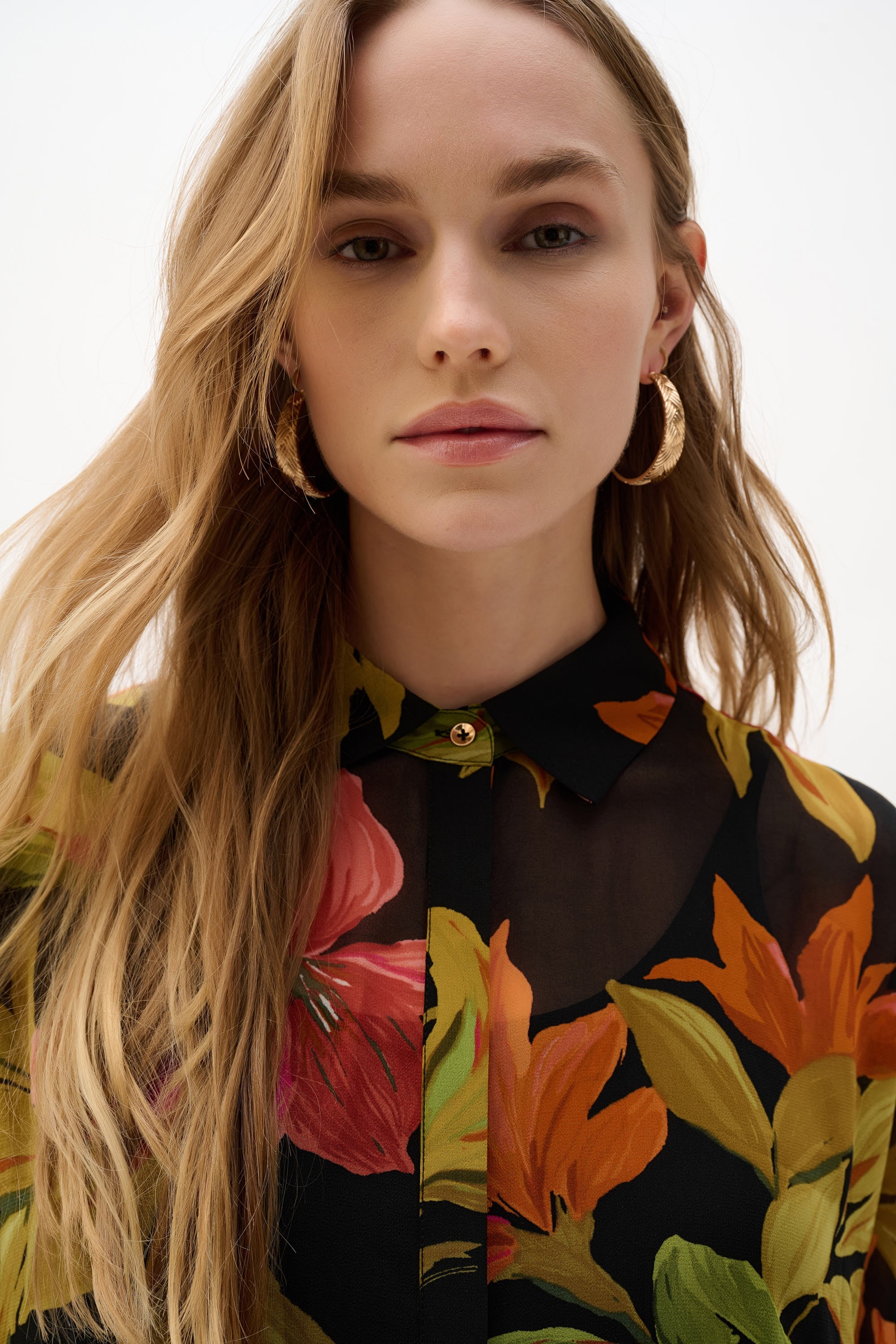 Abstract Print Chiffon Tunic Shirt