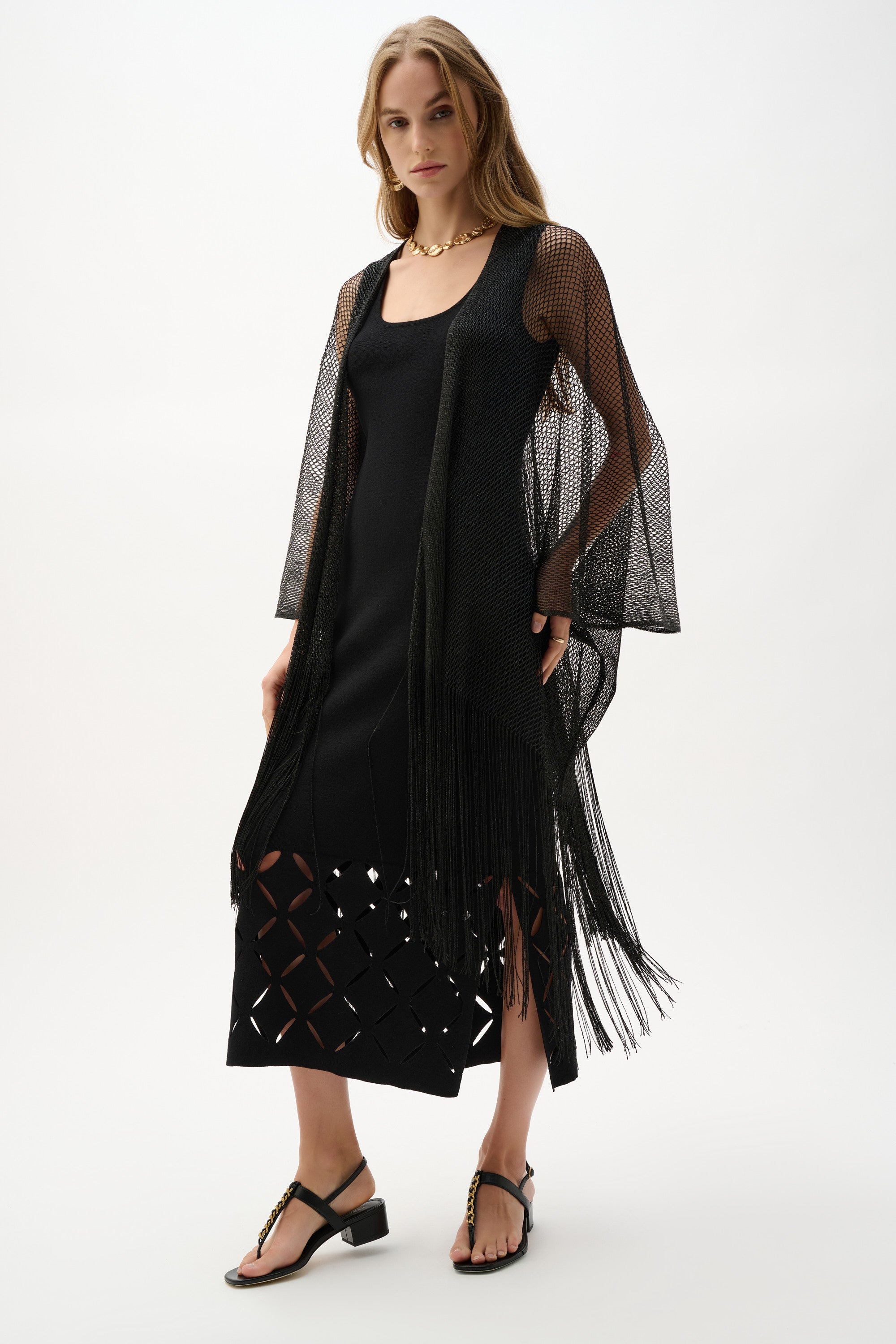 Lurex Lattice Fringe Coverup