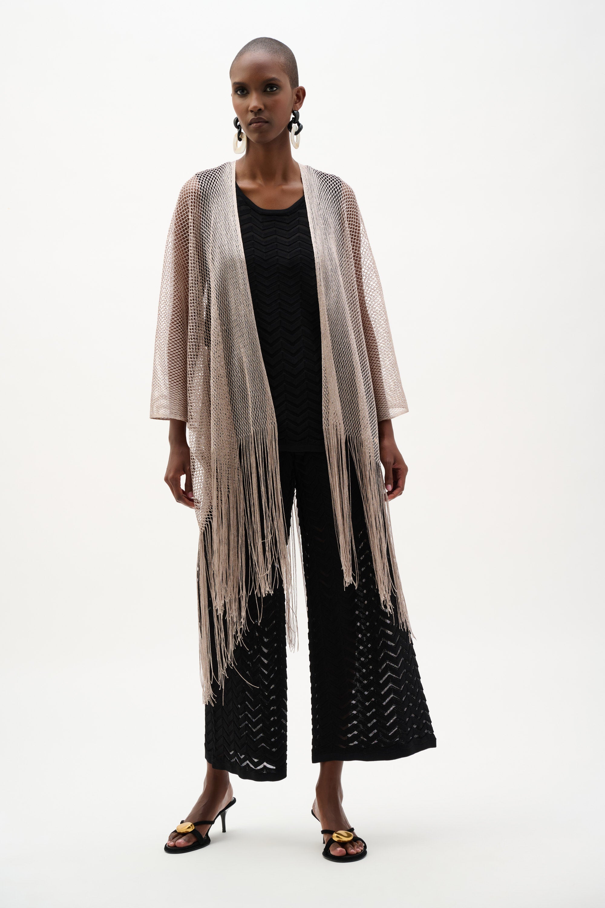 Lurex Lattice Fringe Coverup