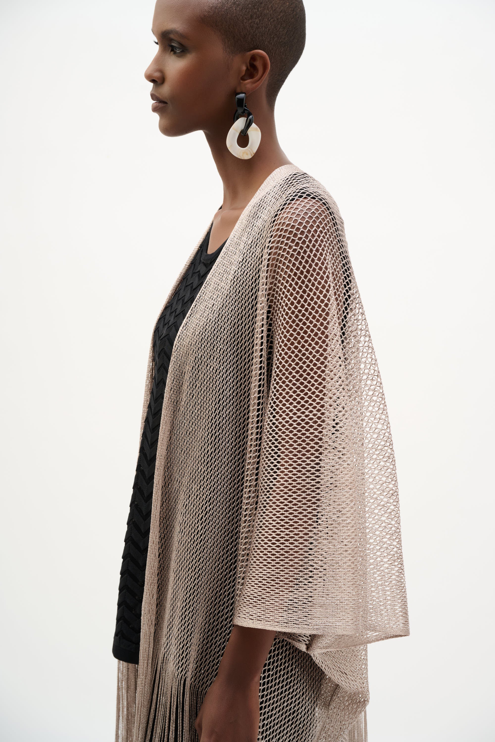 Lurex Lattice Fringe Coverup