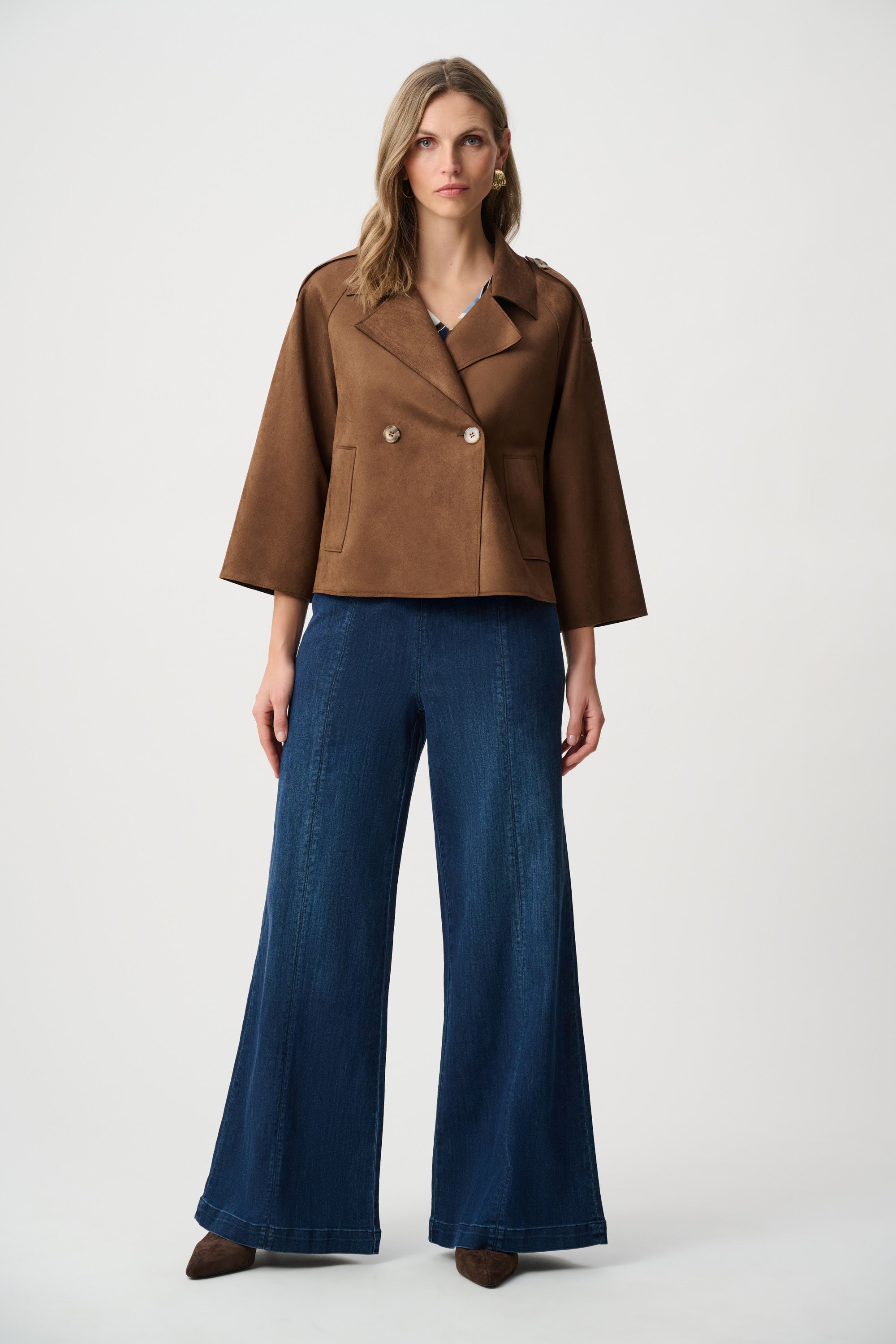 Faux Suede Double Breasted Jacket