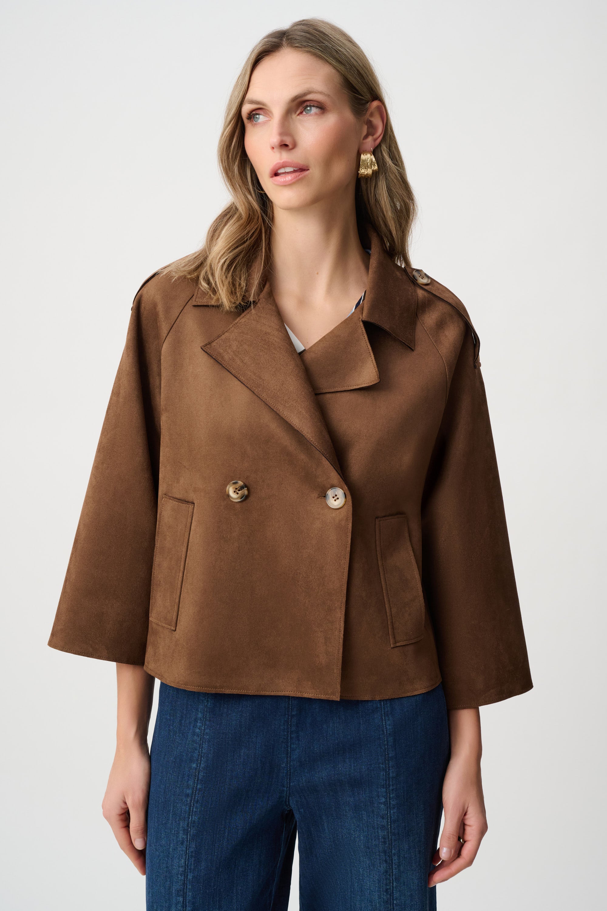 Faux Suede Double Breasted Jacket