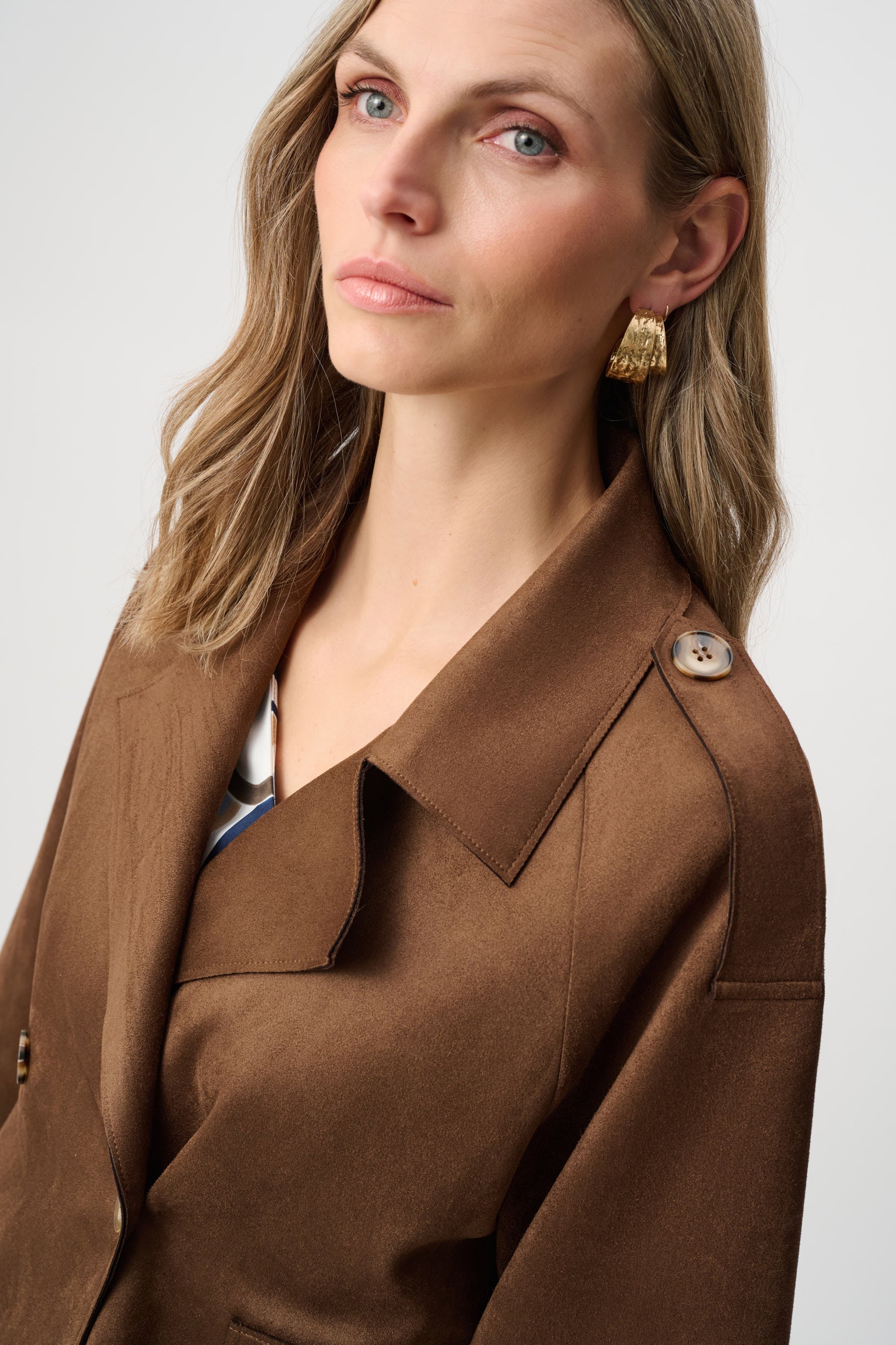 Faux Suede Double Breasted Jacket