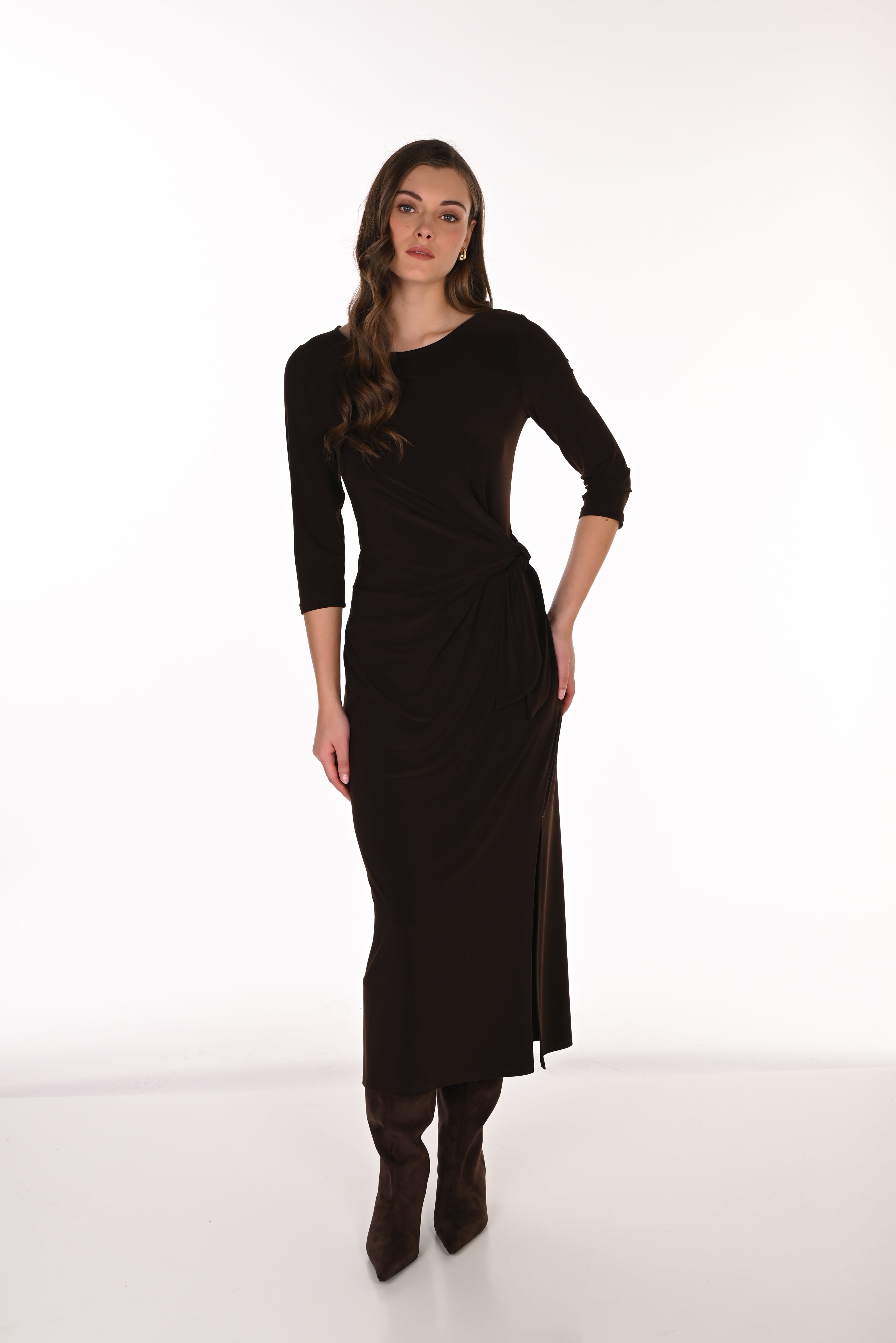 Side Slit Midi Jersey Dress