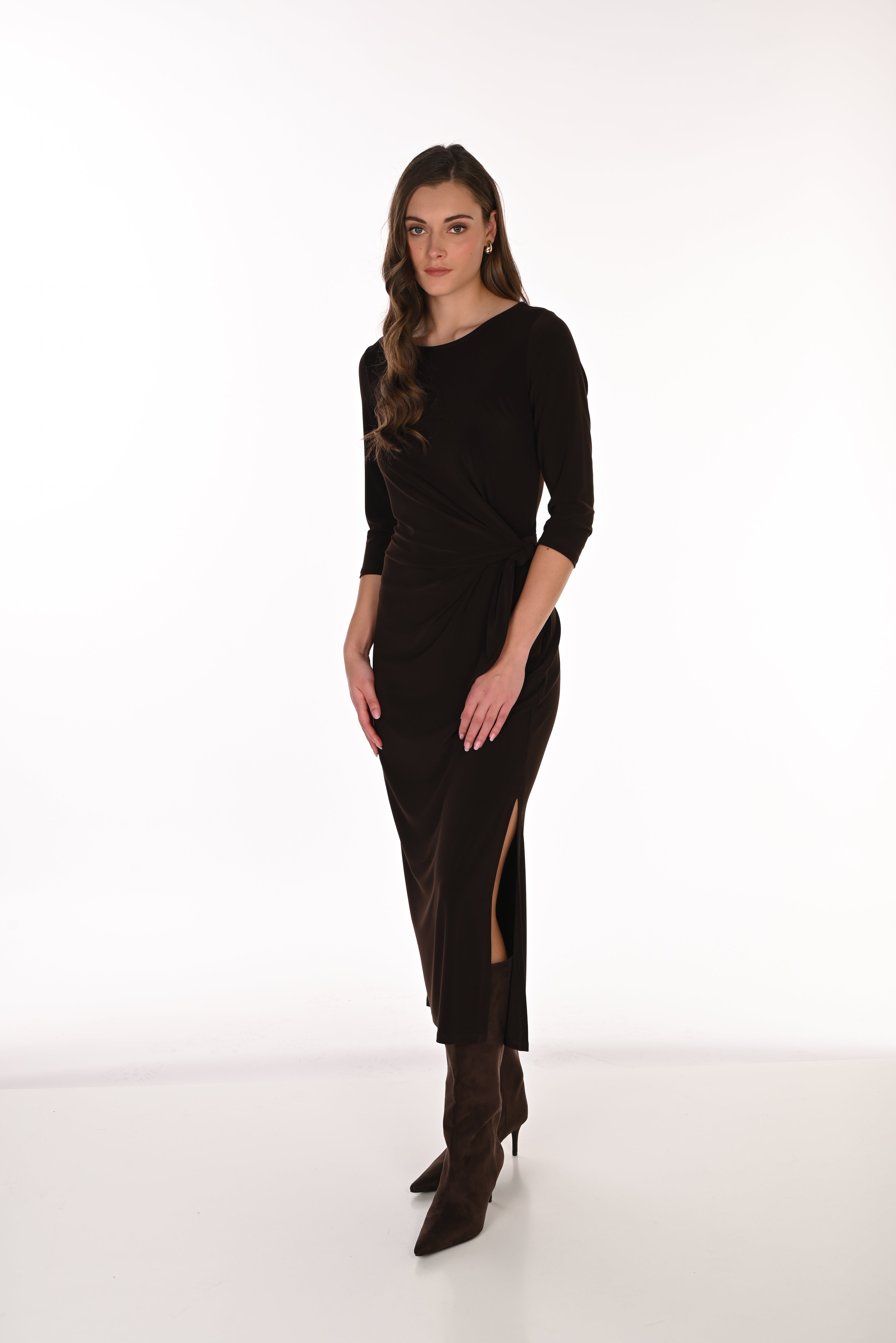 Side Slit Midi Jersey Dress