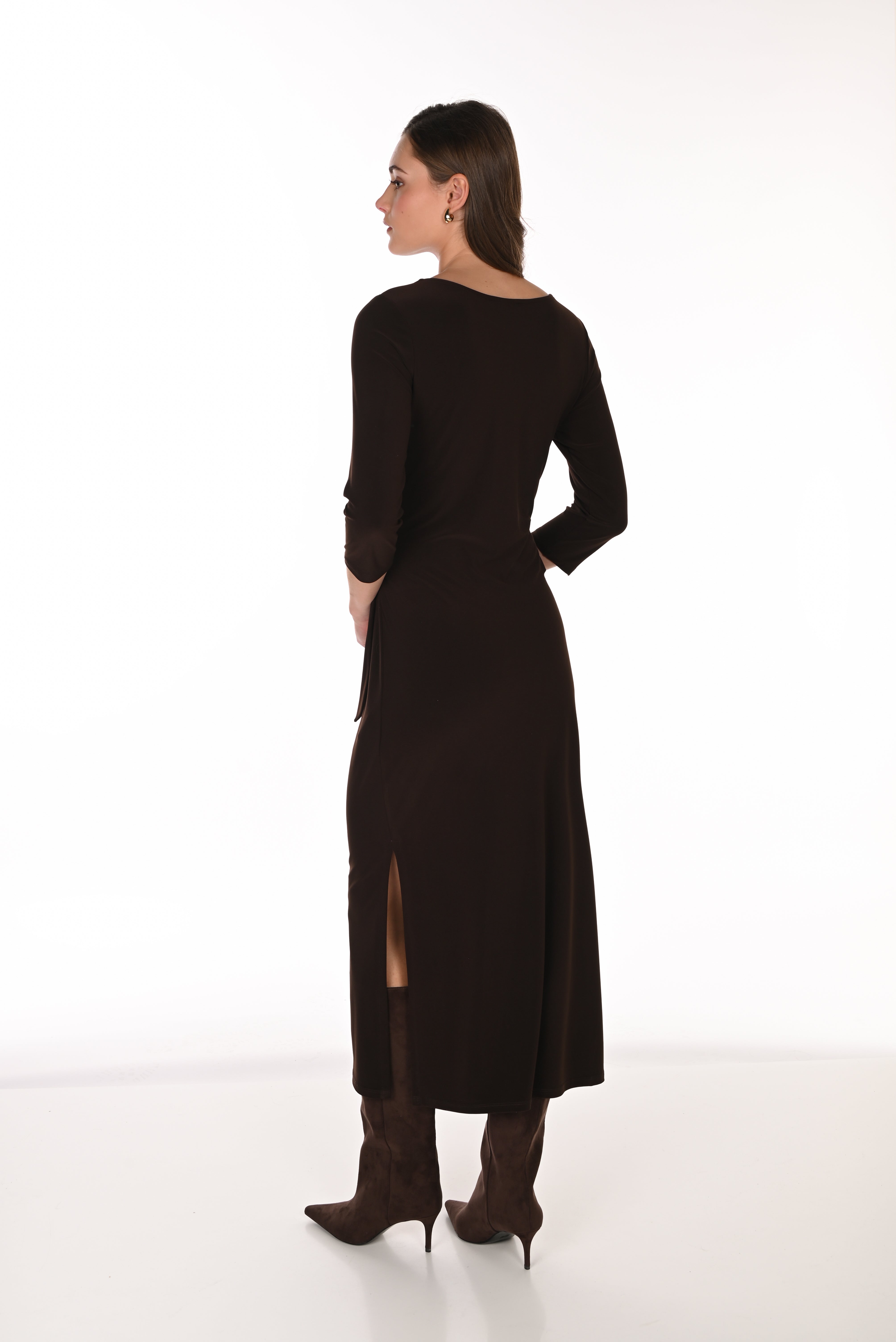 Side Slit Midi Jersey Dress