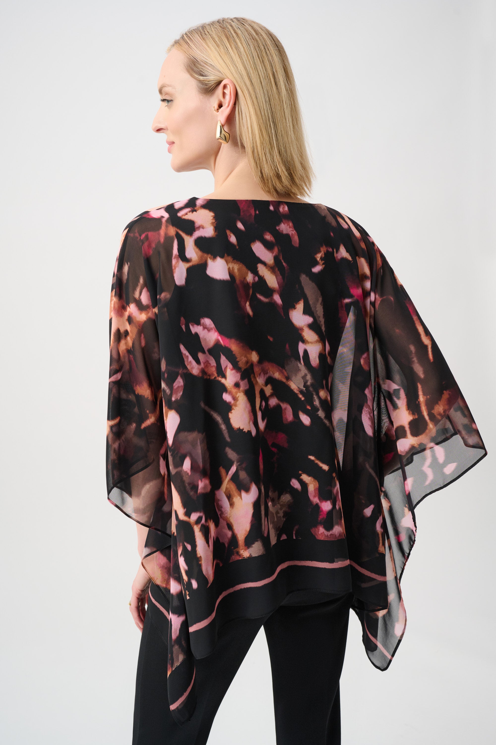 Abstract Print Chiffon Overlay Top