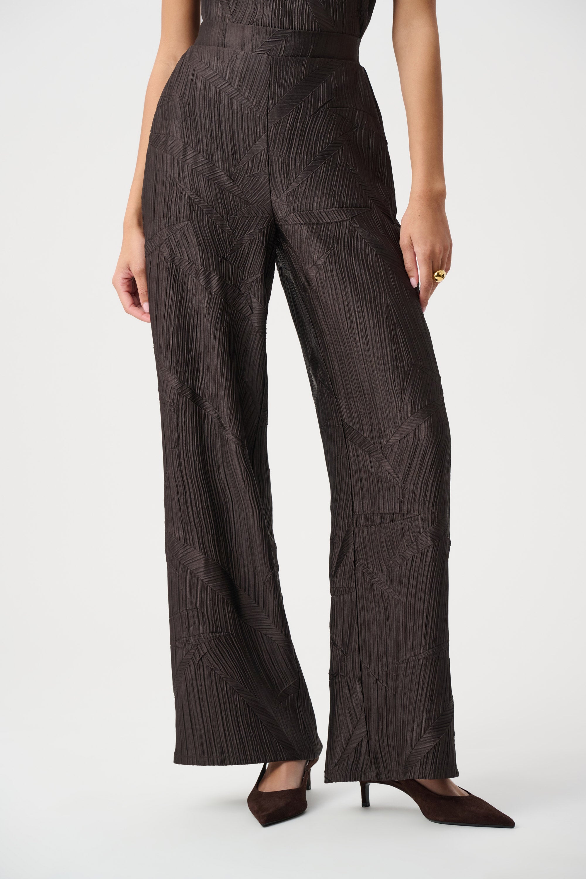 Pleated Satin Wide Leg Pant