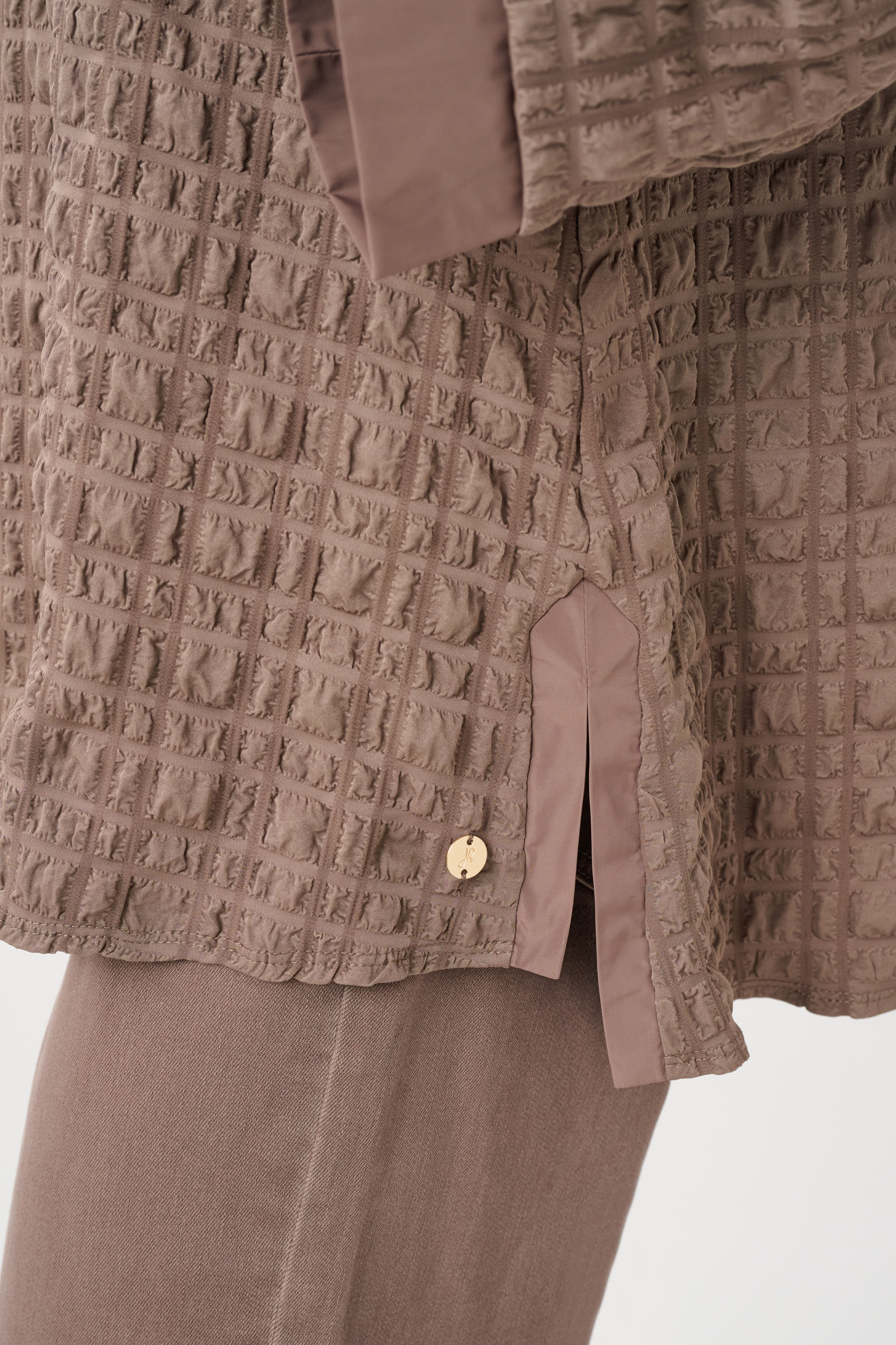 Waffle Jacquard V-neck Top