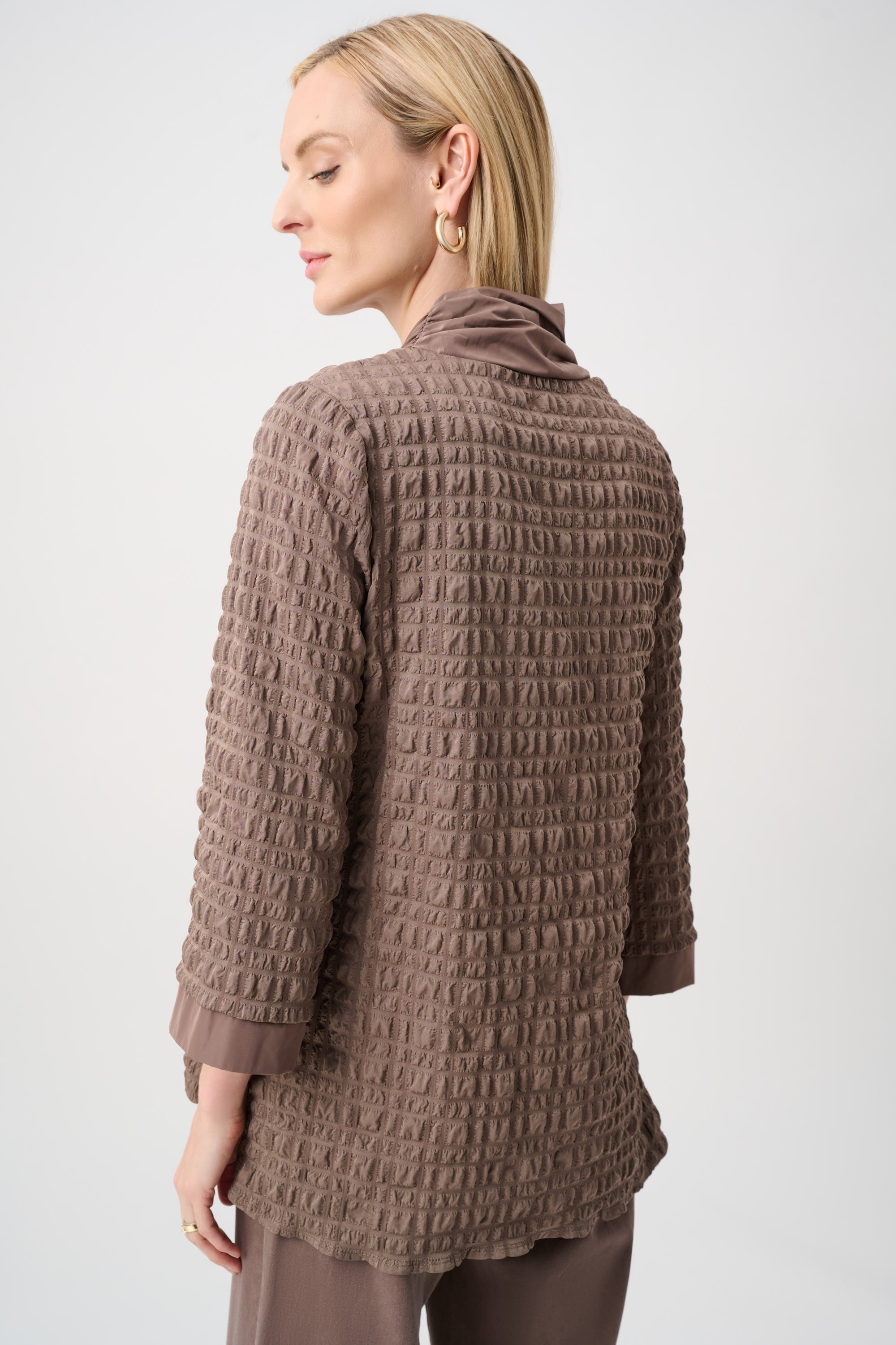Waffle Jacquard V-neck Top