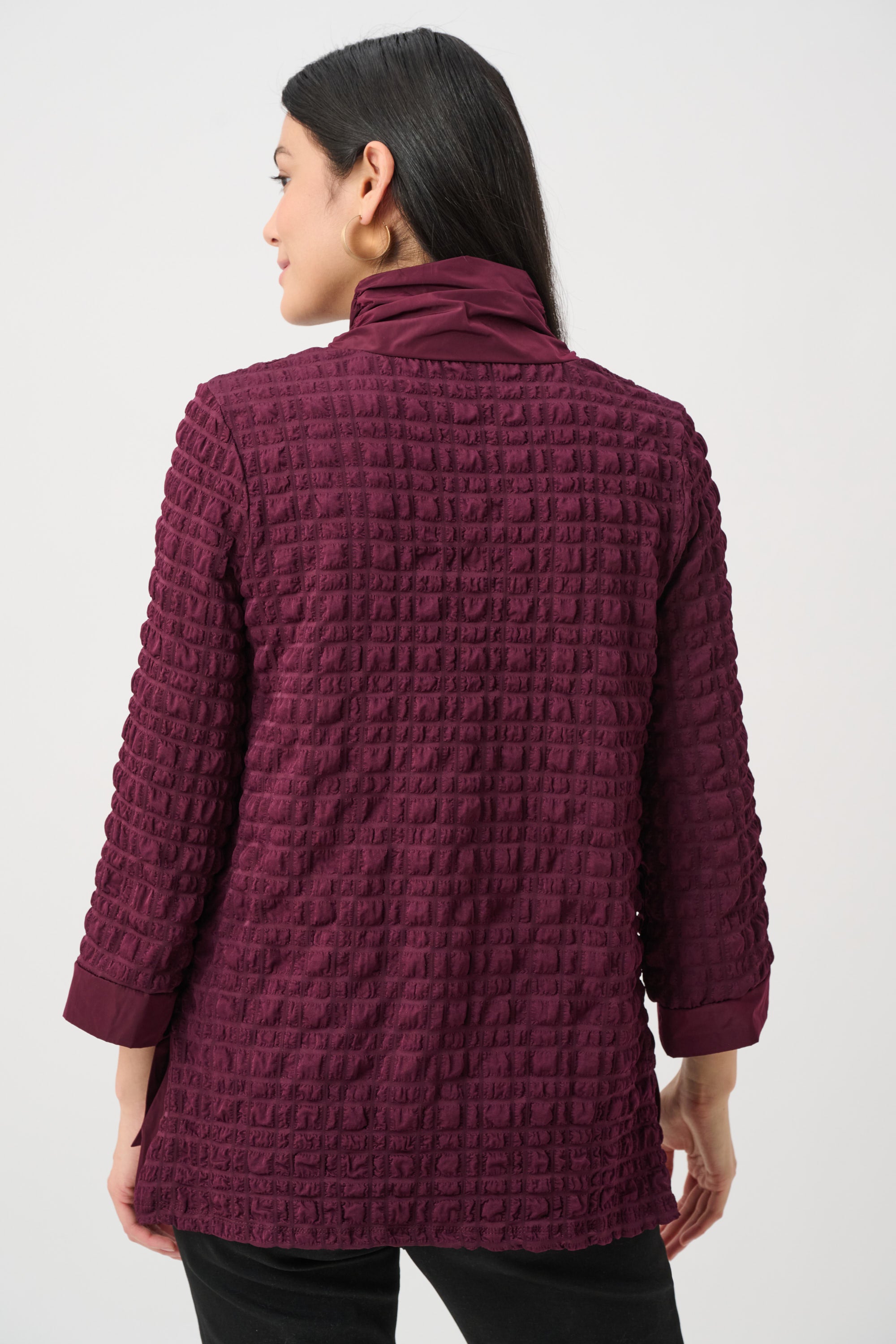 Waffle Jacquard V-neck Top