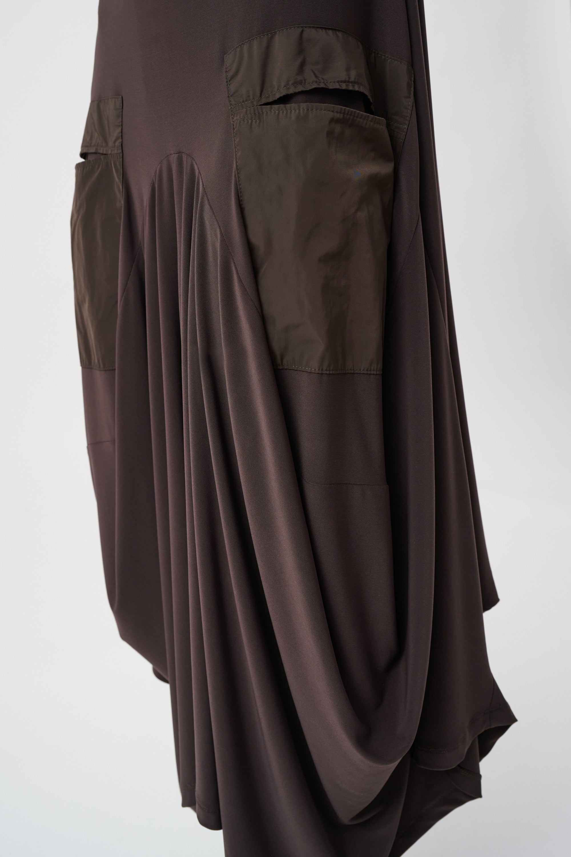 Taffeta Trim Cocoon Midi Dress