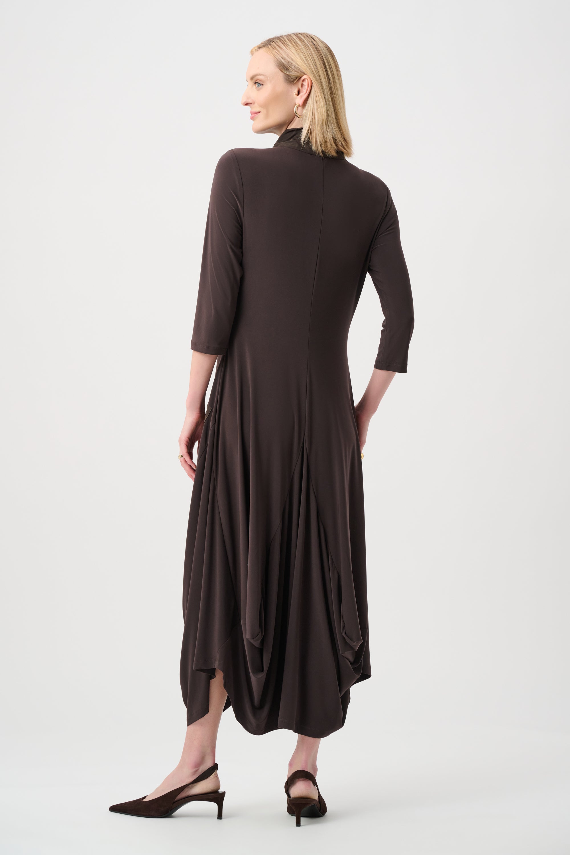 Taffeta Trim Cocoon Midi Dress