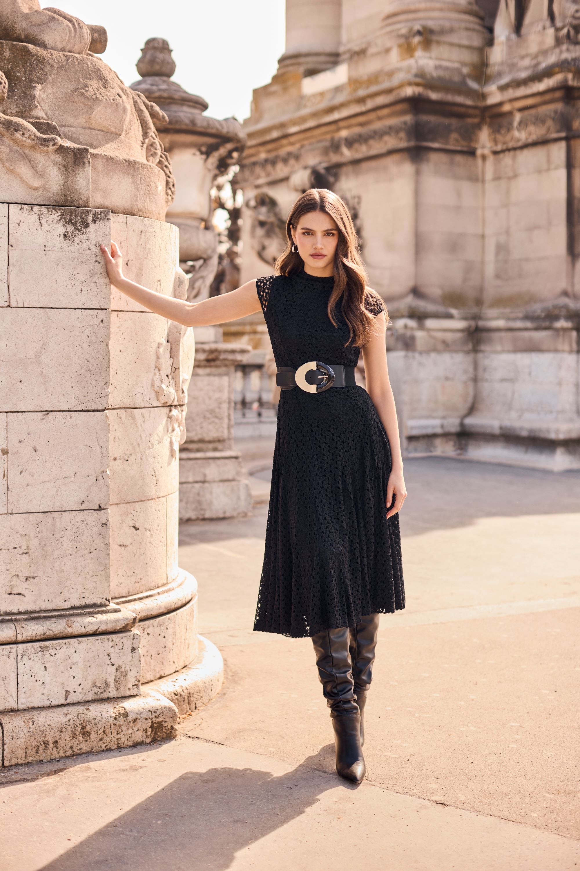 Flared Lace Midi Dress