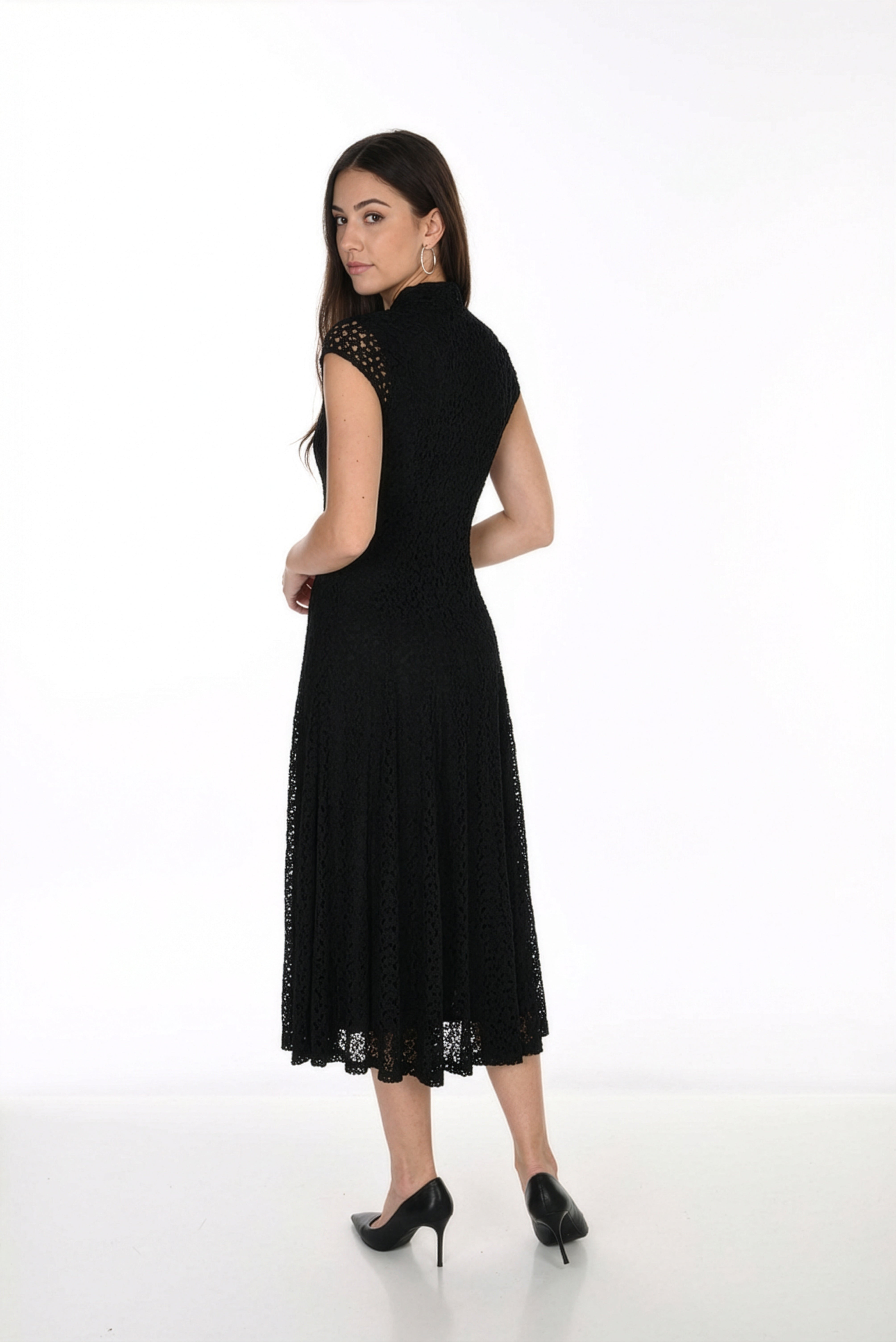Flared Lace Midi Dress