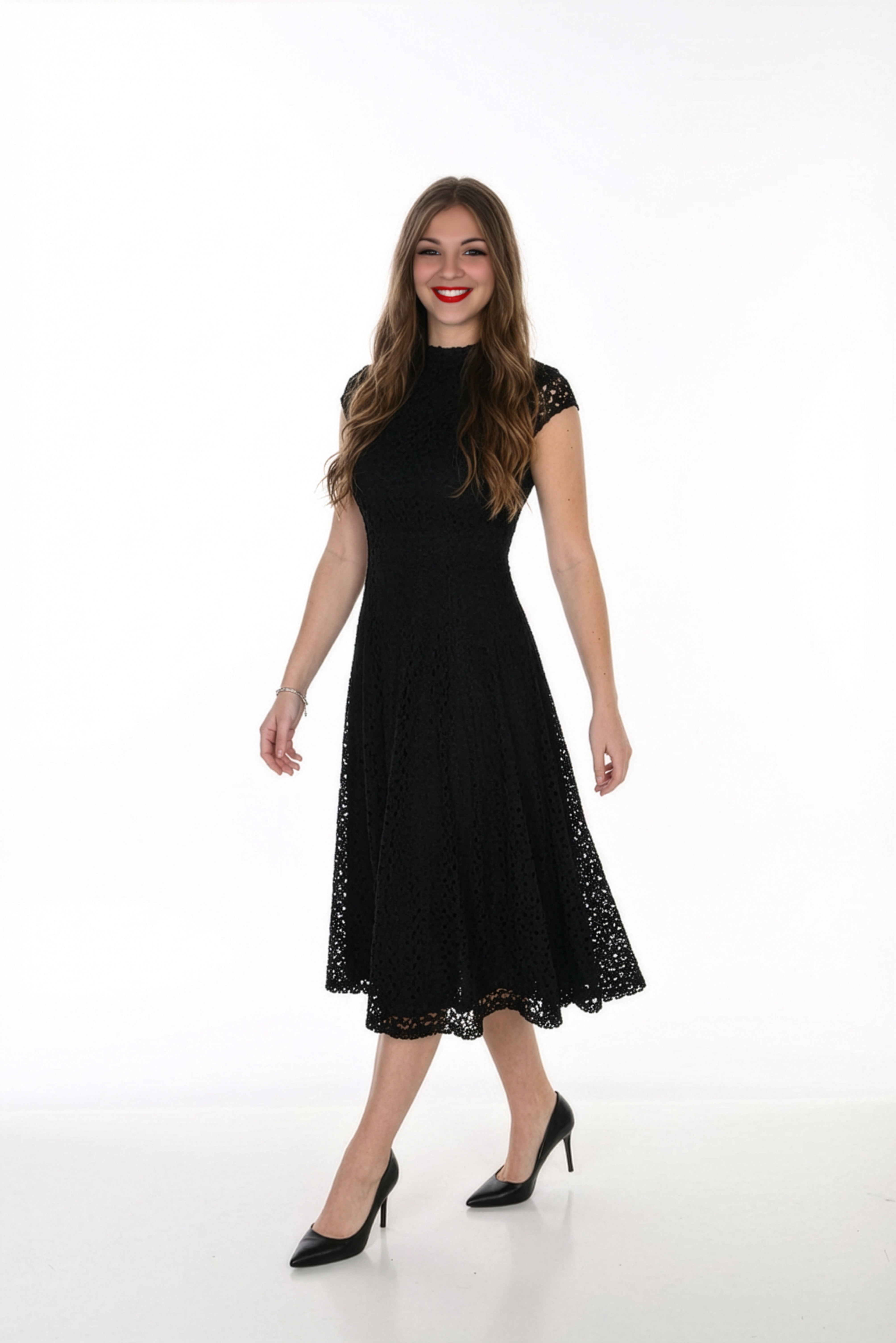 Flared Lace Midi Dress