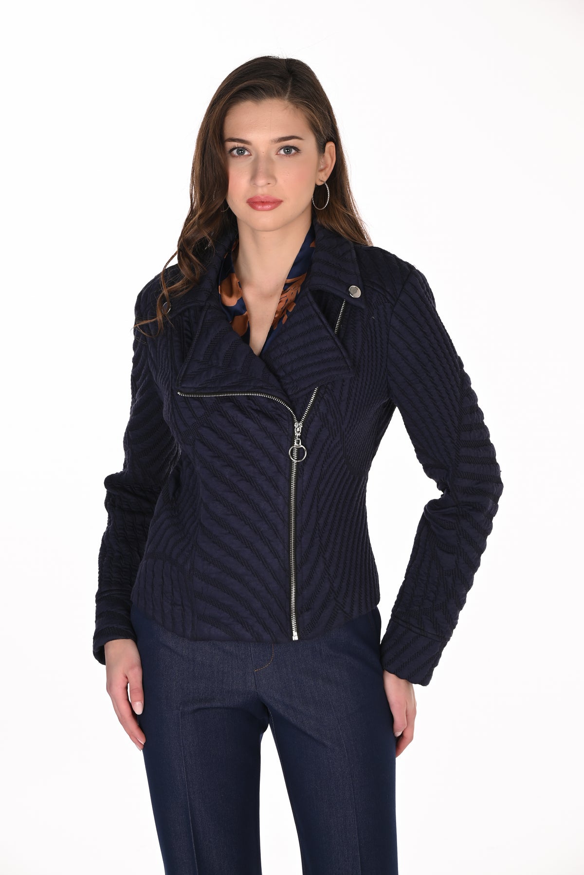 Knit Jacquard Moto Jacket