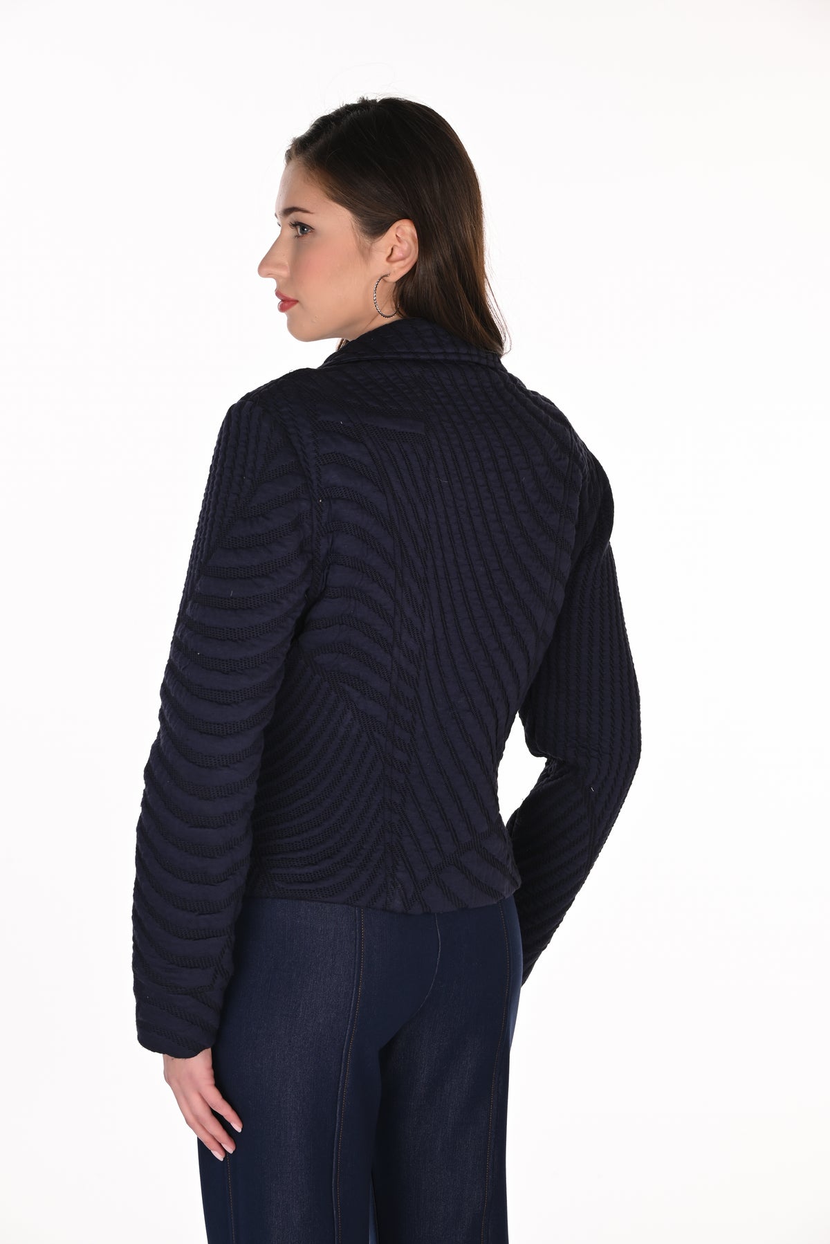 Knit Jacquard Moto Jacket