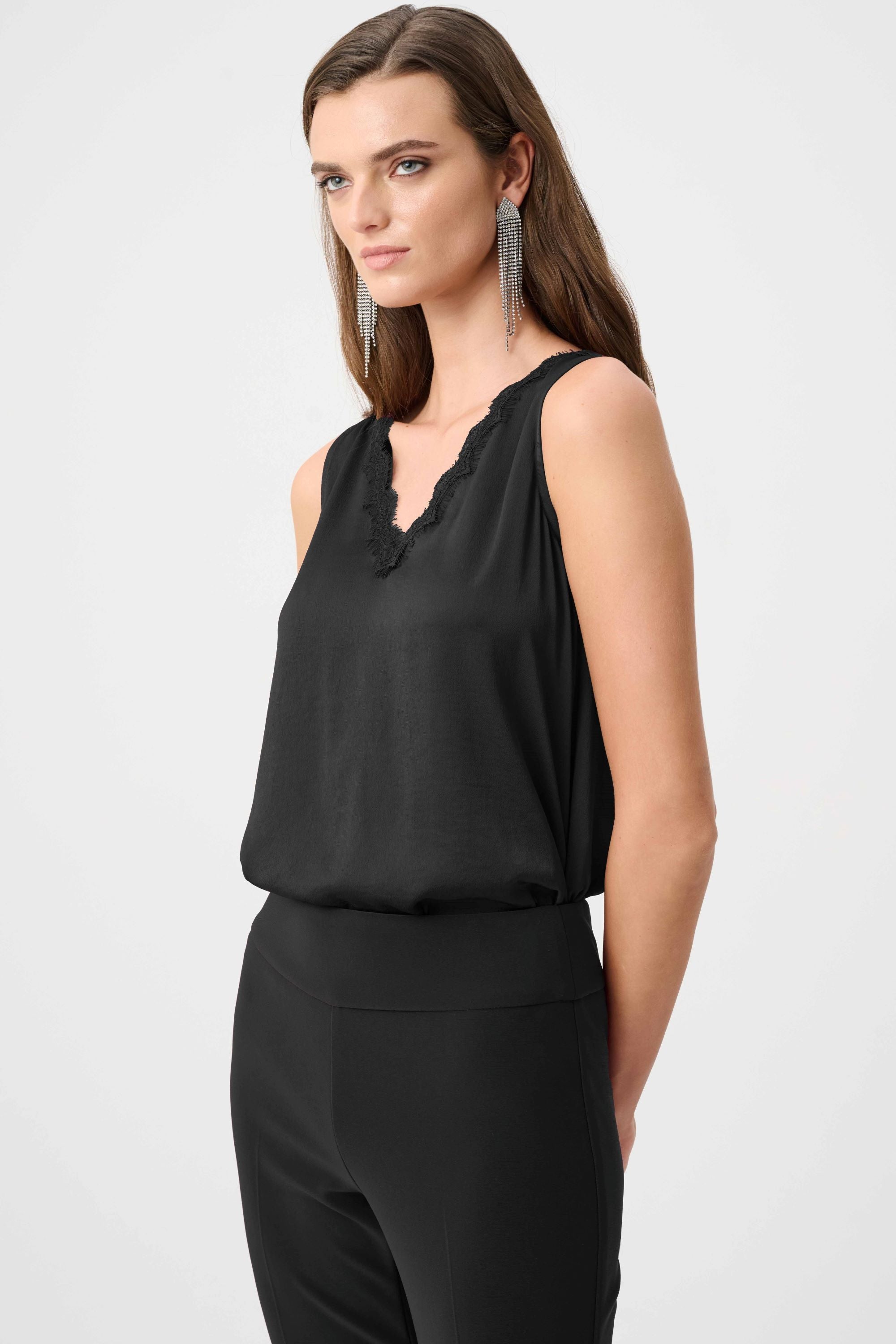 Lace Trim V-neck Top