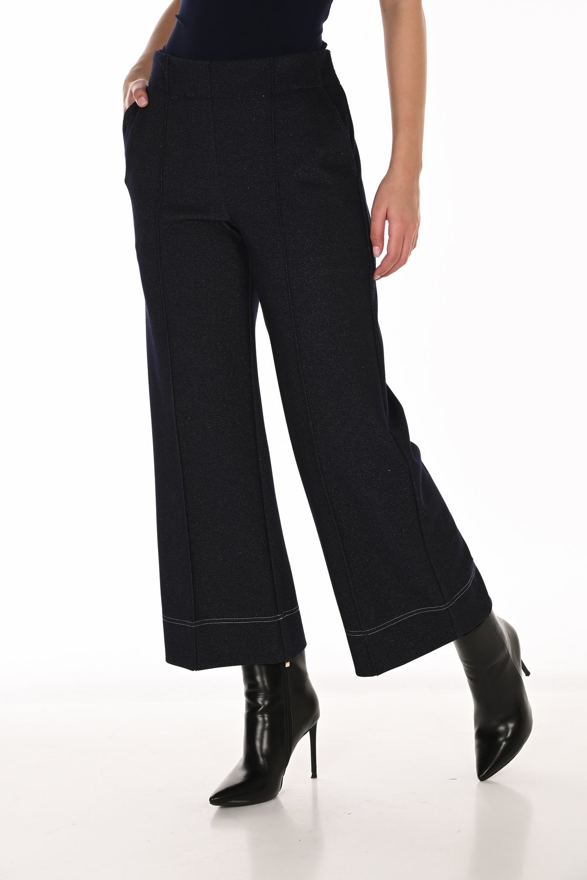 Wide Leg Lurex Knit Pant