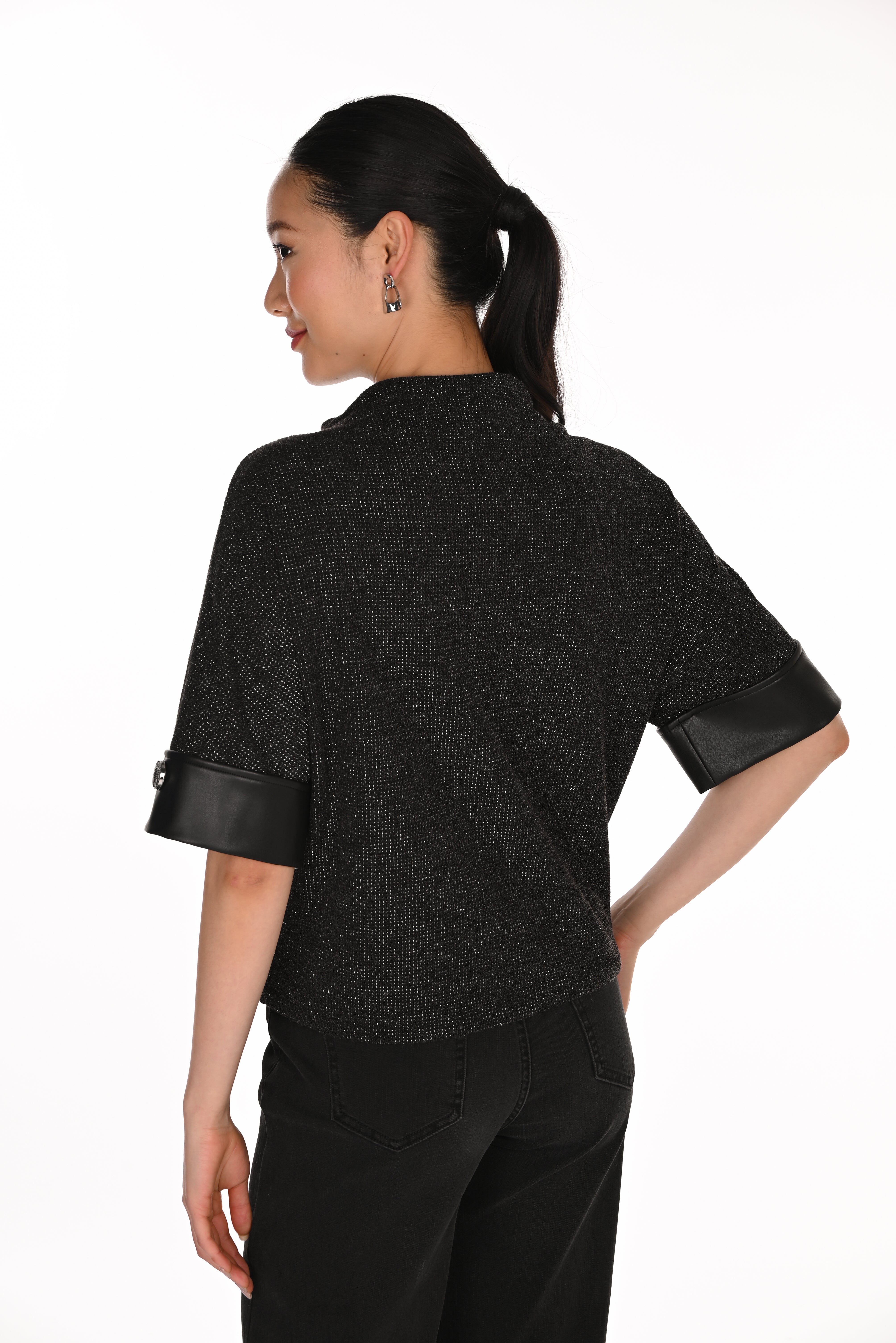 Funnel Neck Lurex Knit Top