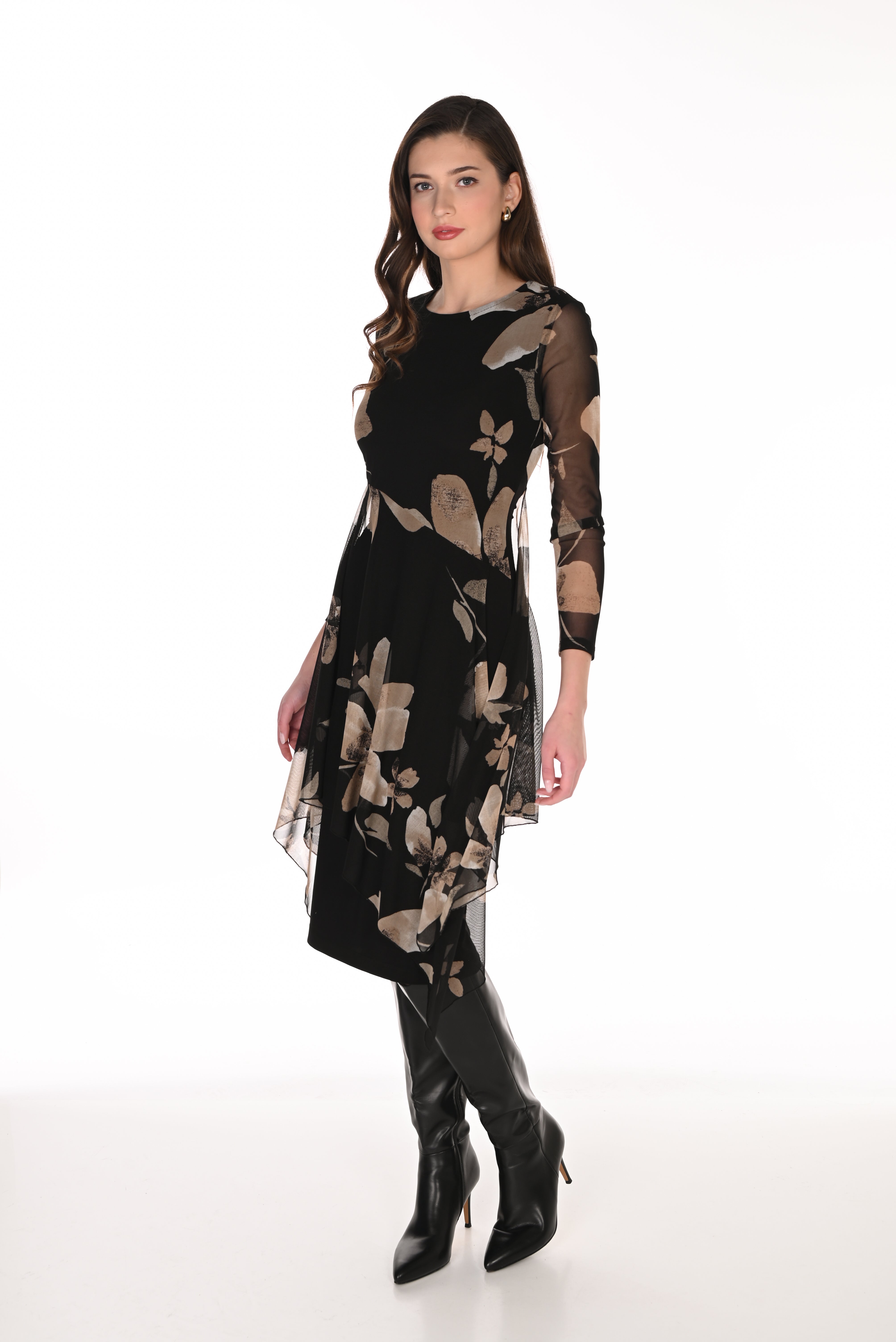 Floral Mesh Overlay Dress