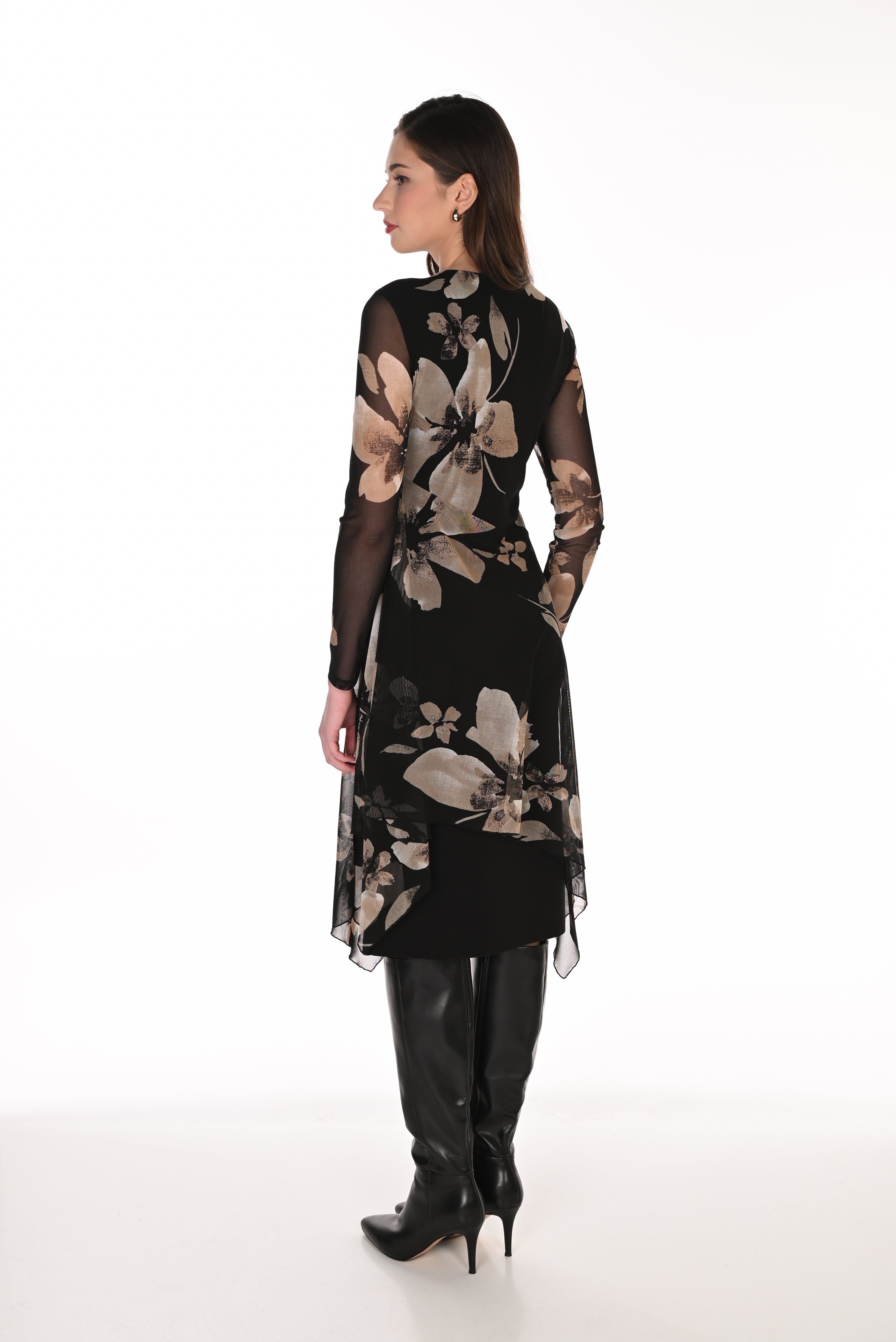 Floral Mesh Overlay Dress