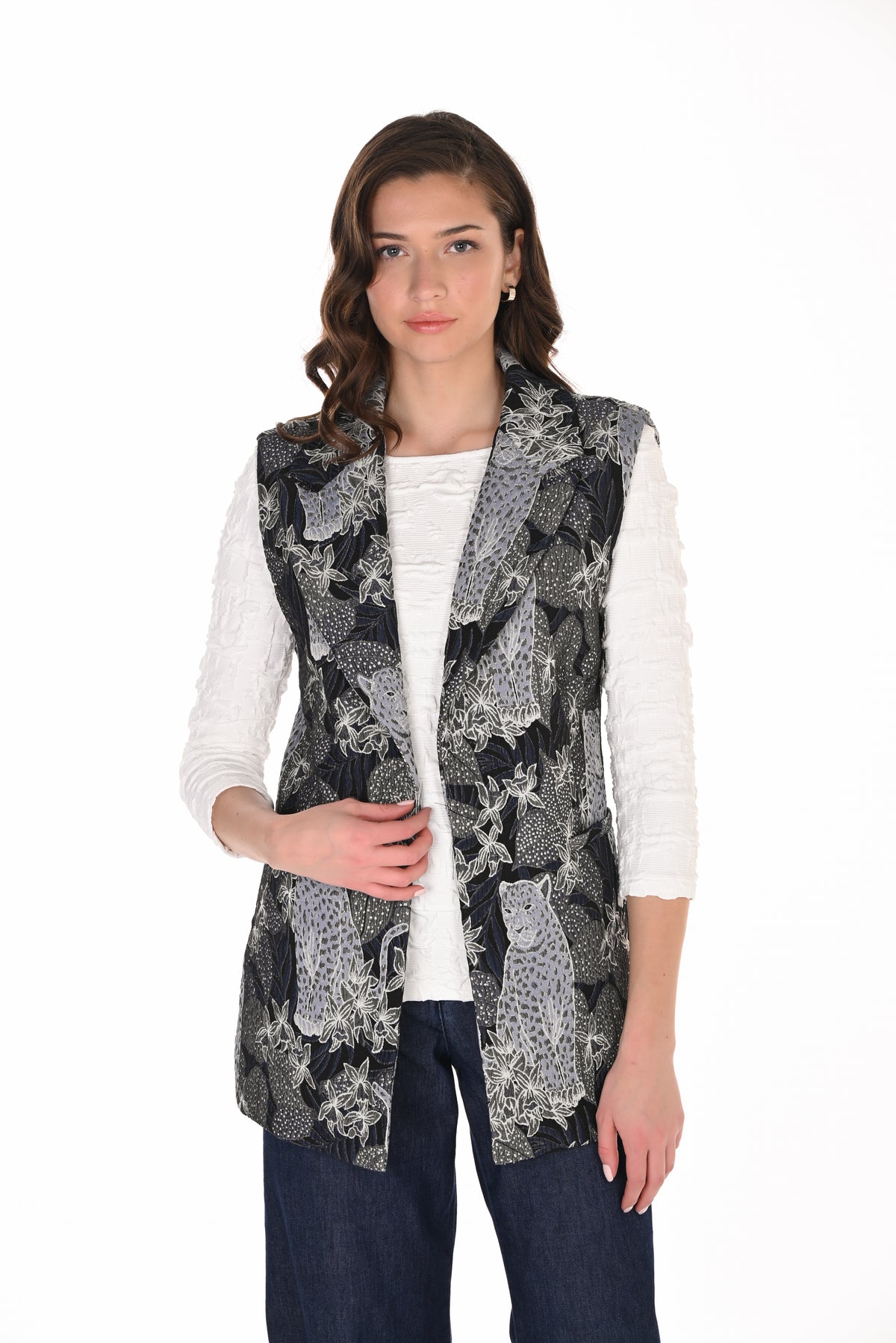 Jacquard Notch Collar Vest