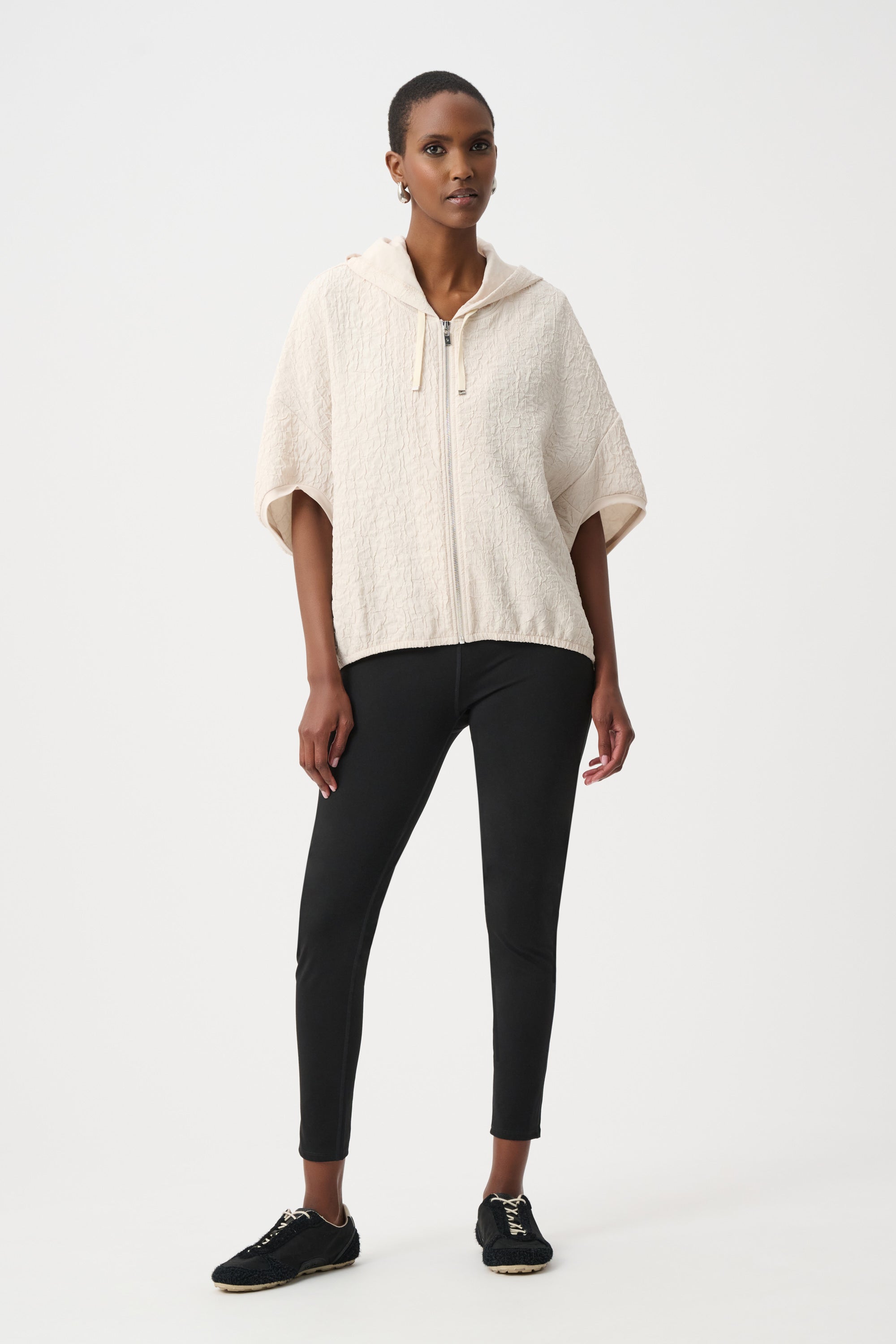 Jacquard Zip Front Hood Jacket