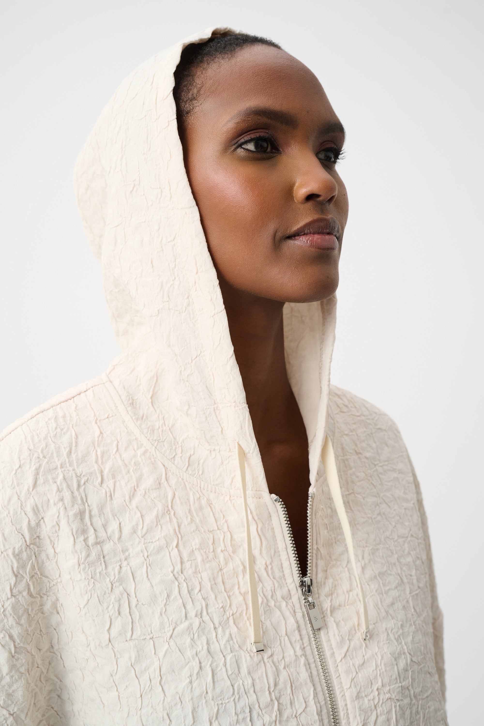 Jacquard Zip Front Hood Jacket