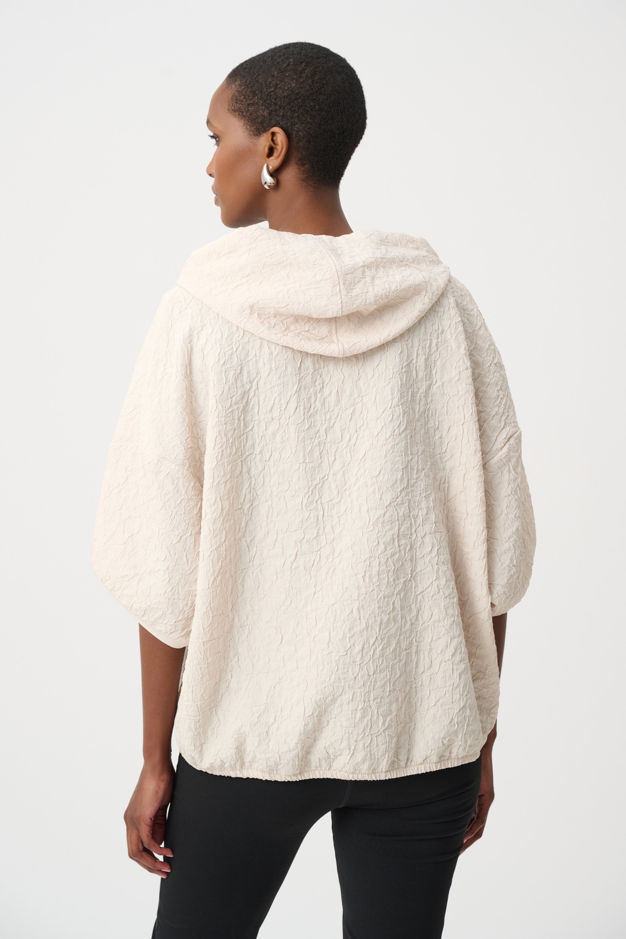 Jacquard Zip Front Hood Jacket