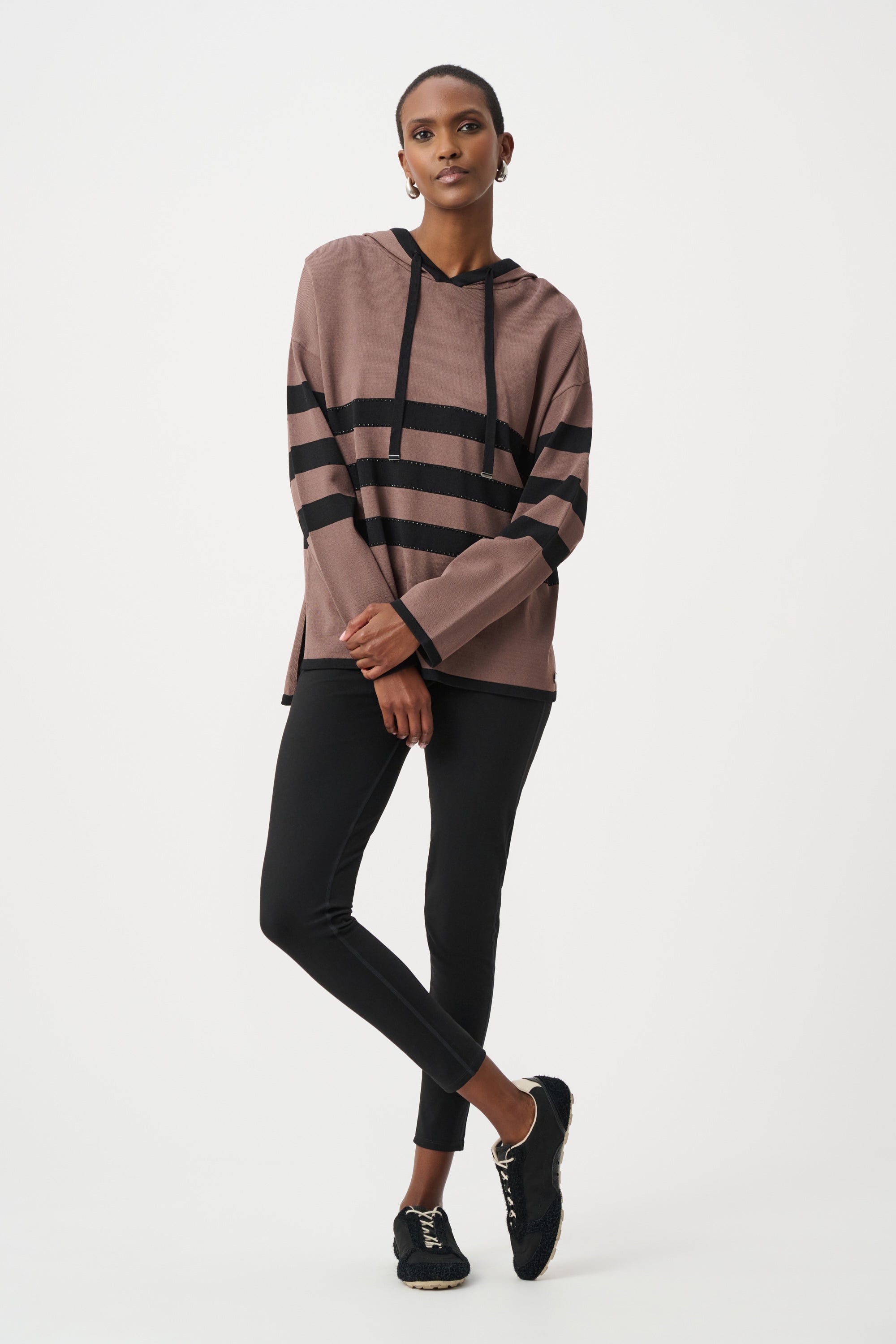 Stripe Hooded Knit Top