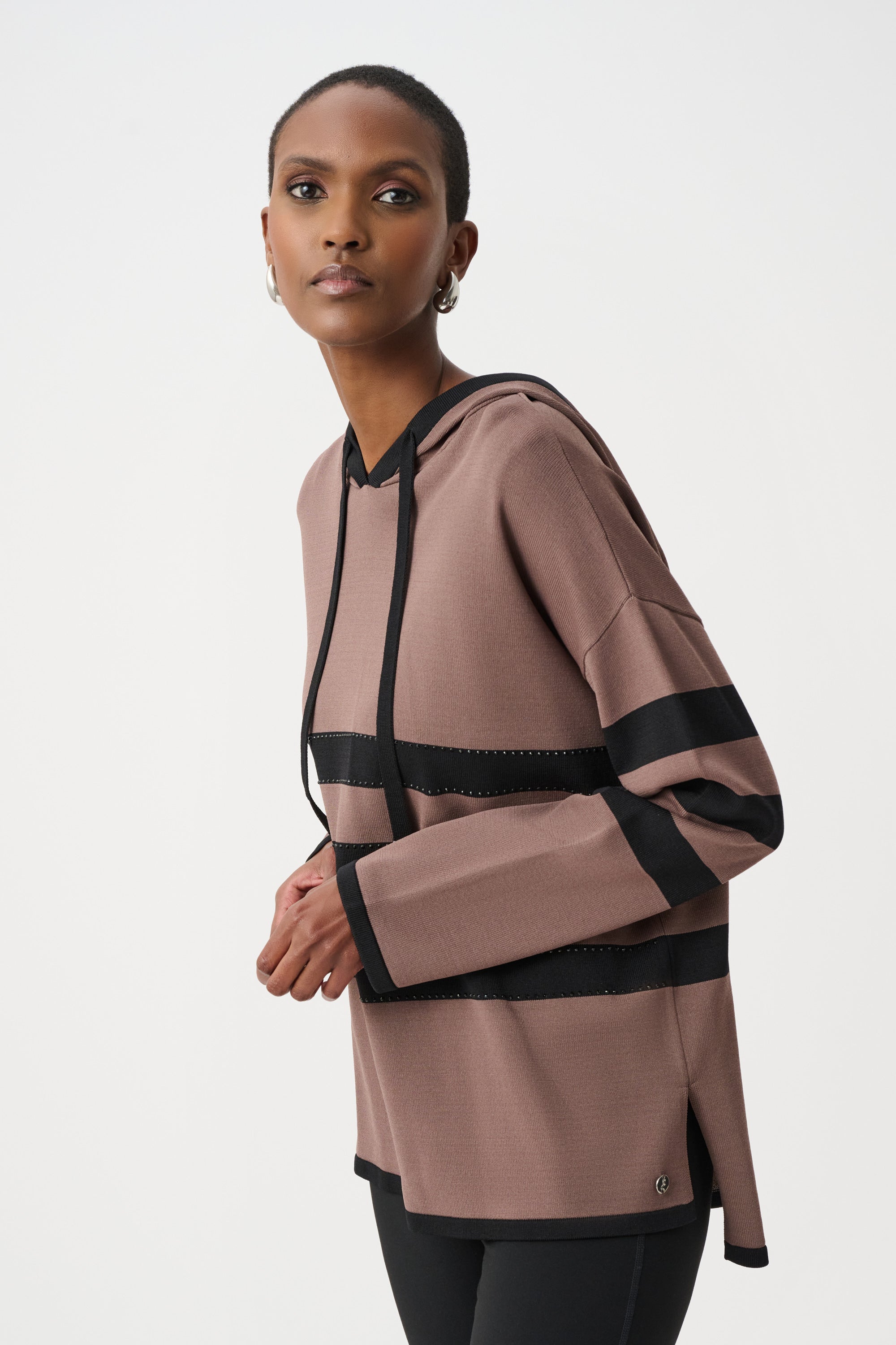 Stripe Hooded Knit Top