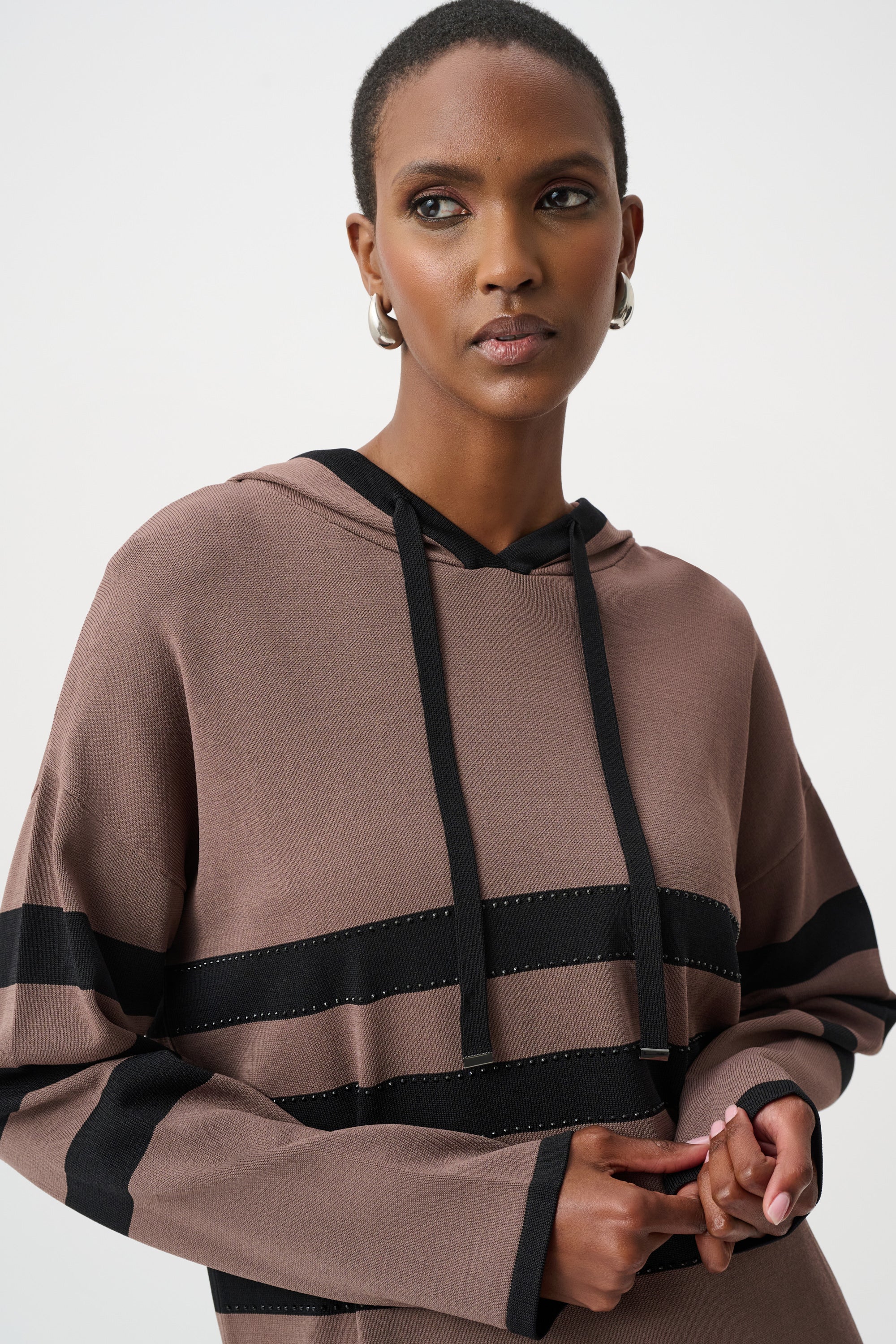 Stripe Hooded Knit Top