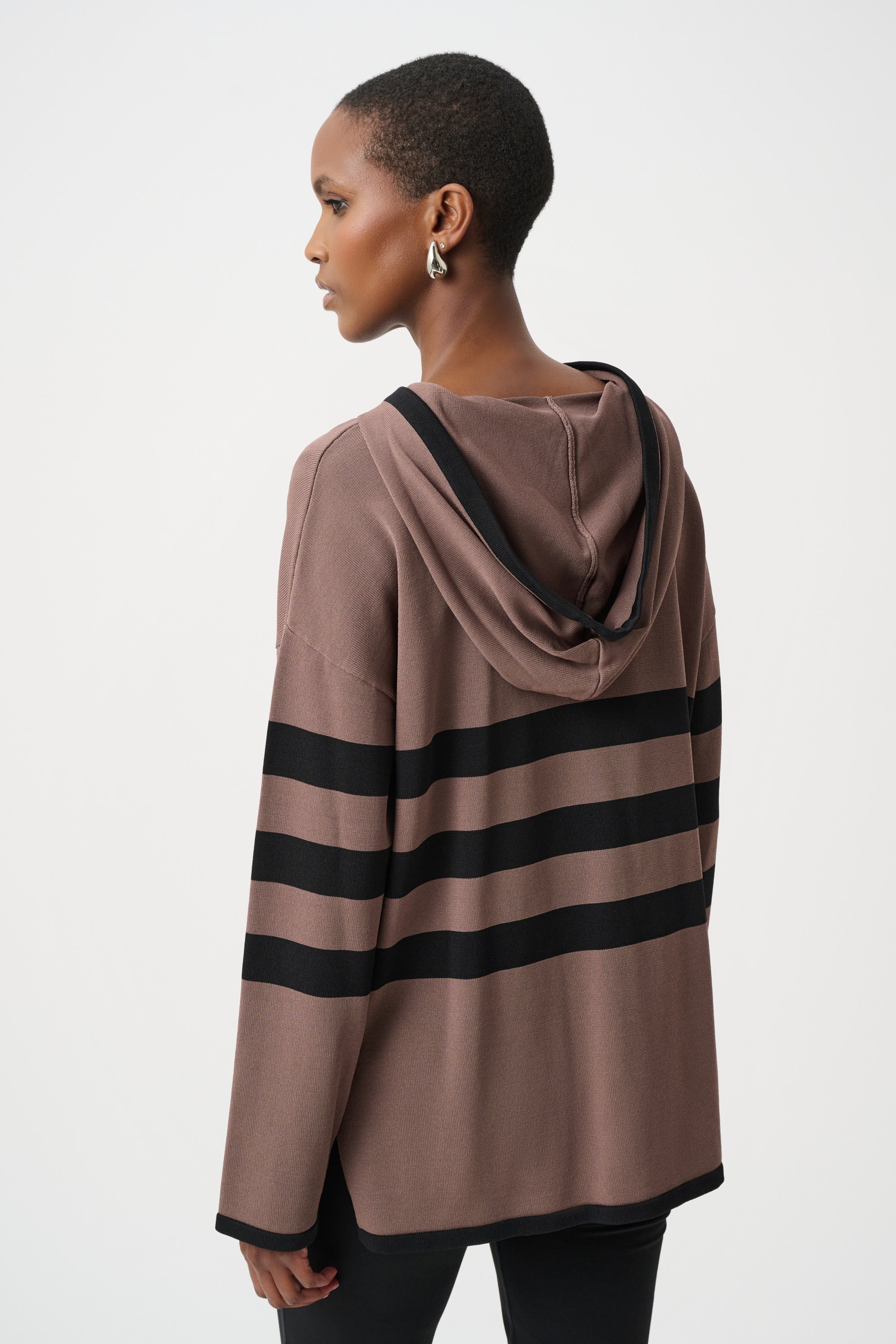 Stripe Hooded Knit Top