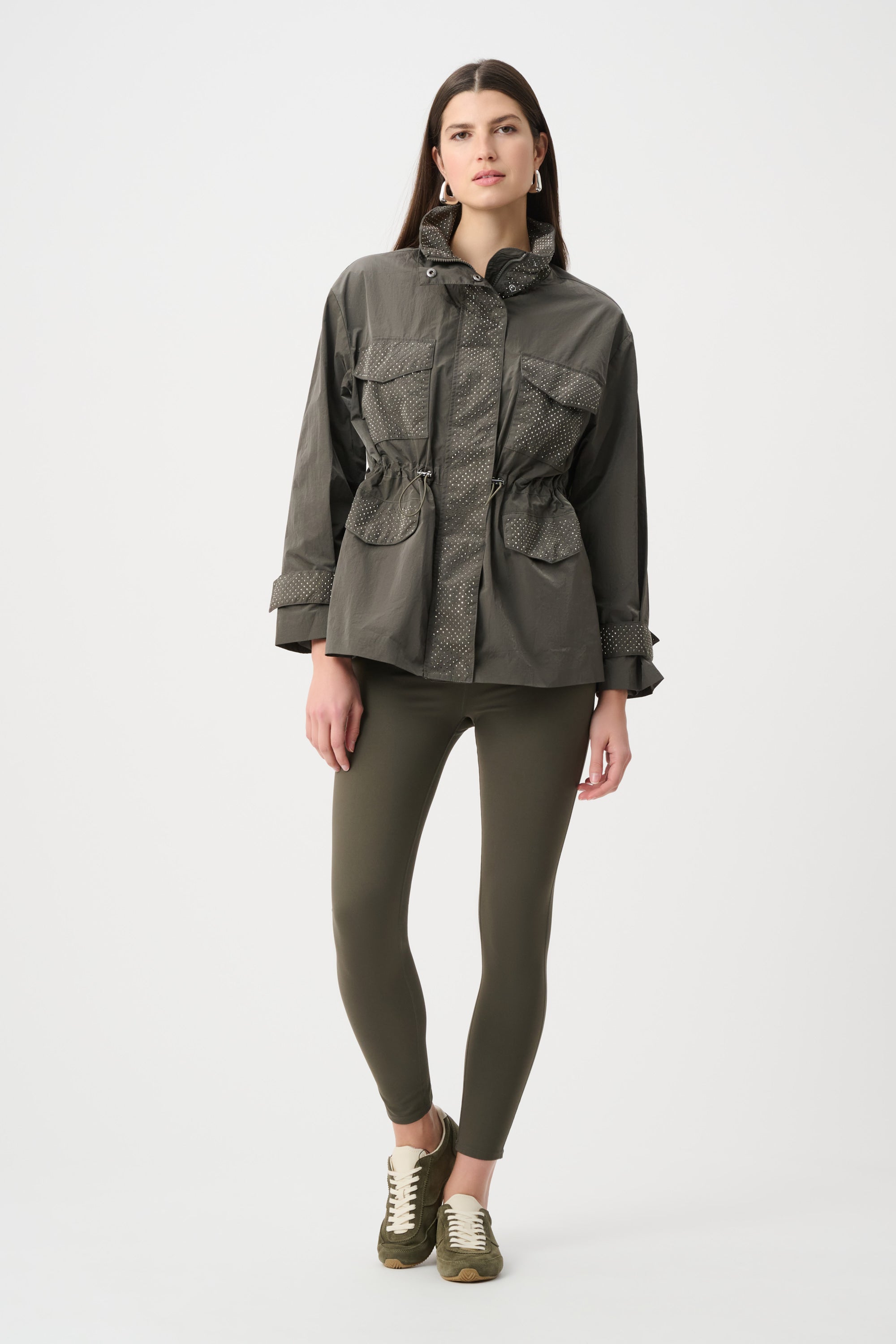 Studded Taffeta Zip Front Jacket