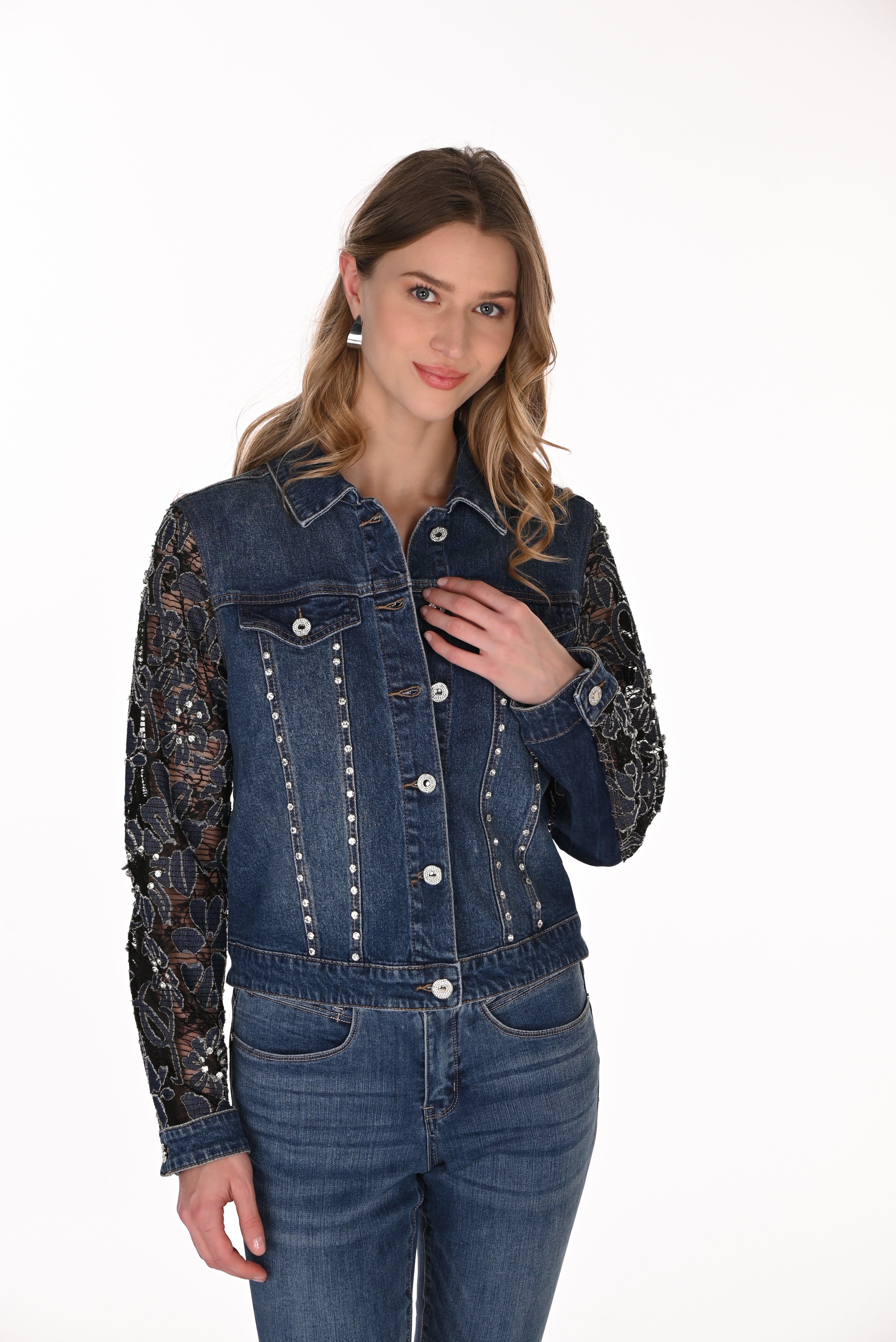 Lace and Rhinestone Jean Jacket