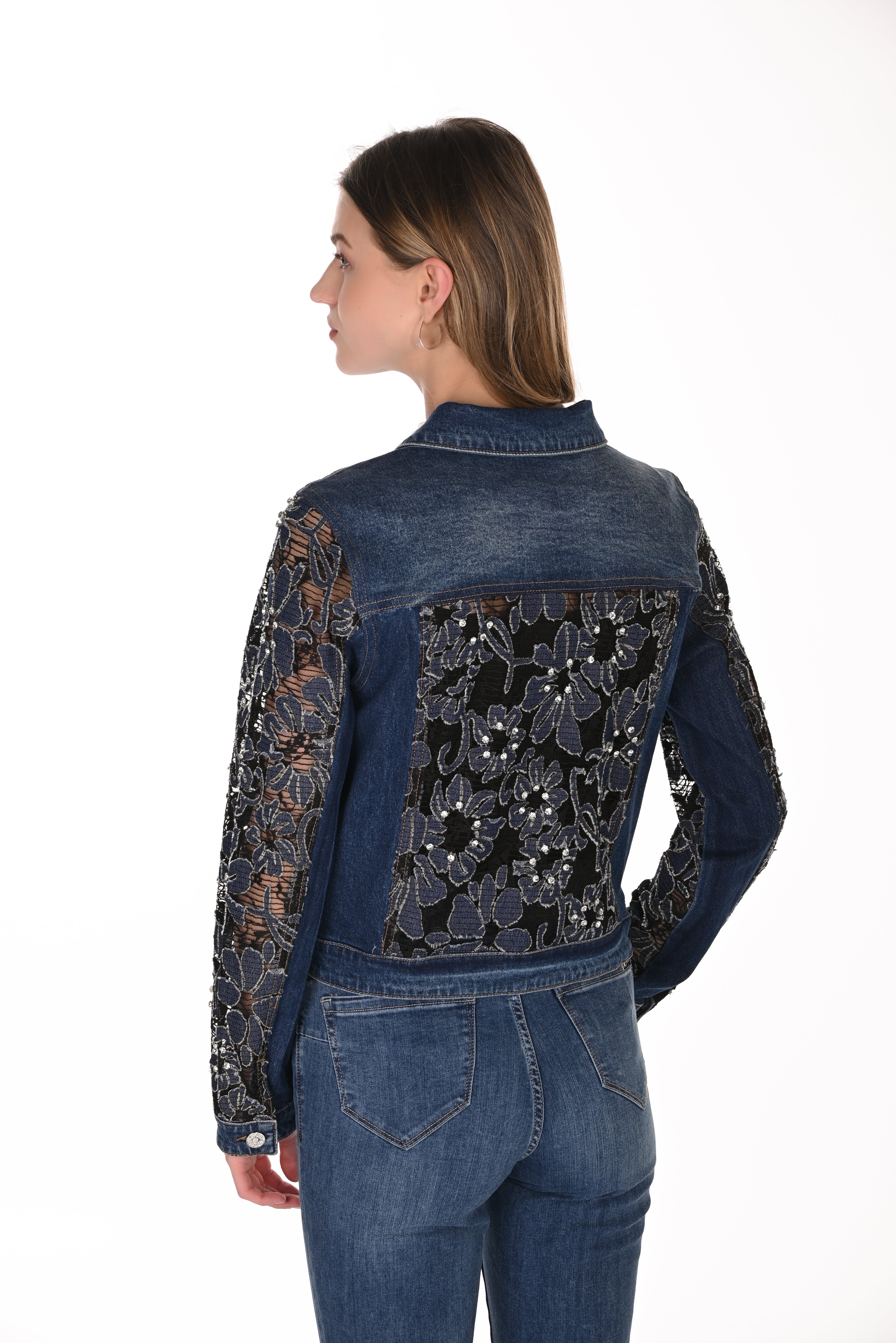 Lace and Rhinestone Jean Jacket