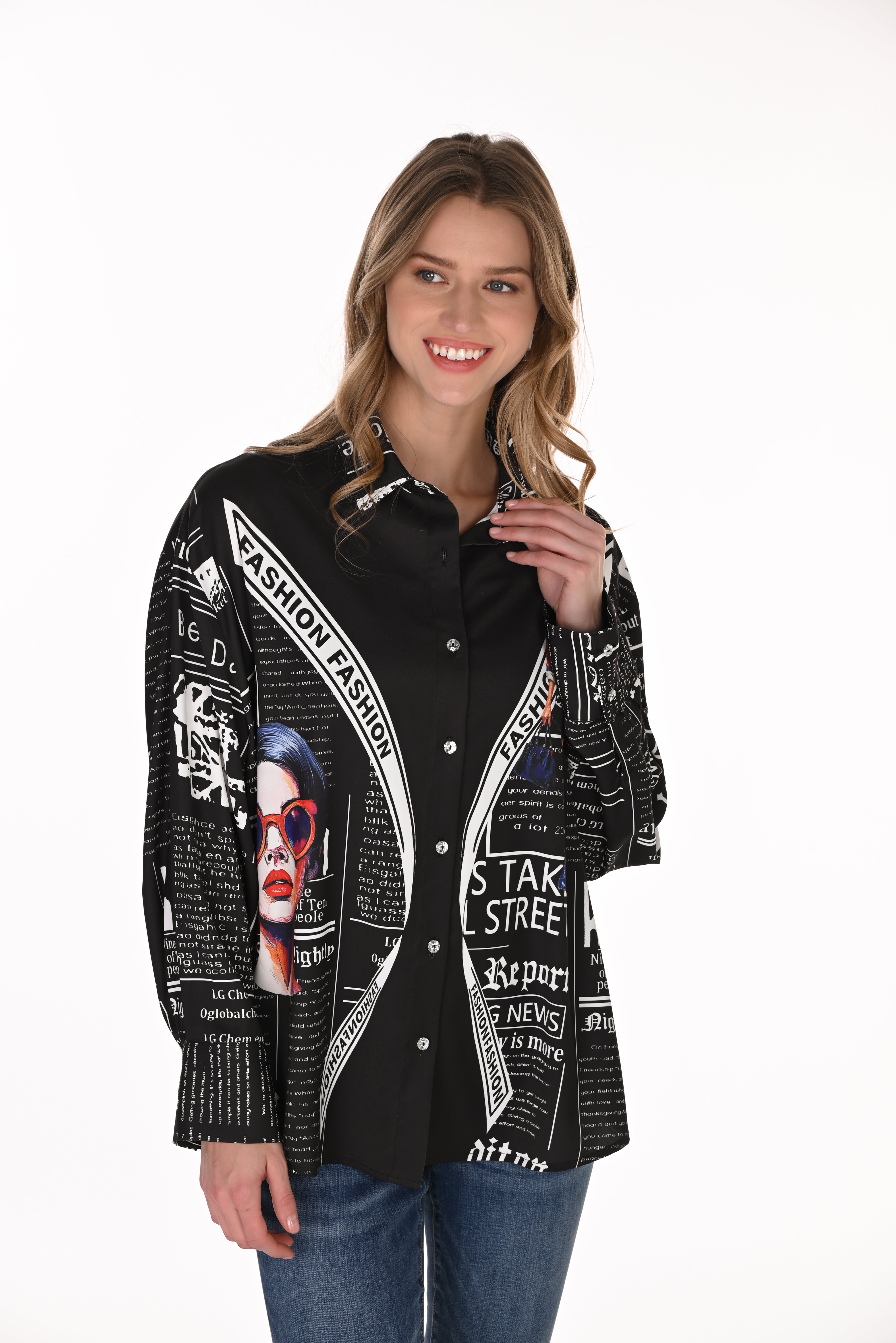 Lady & Word Print Shirt