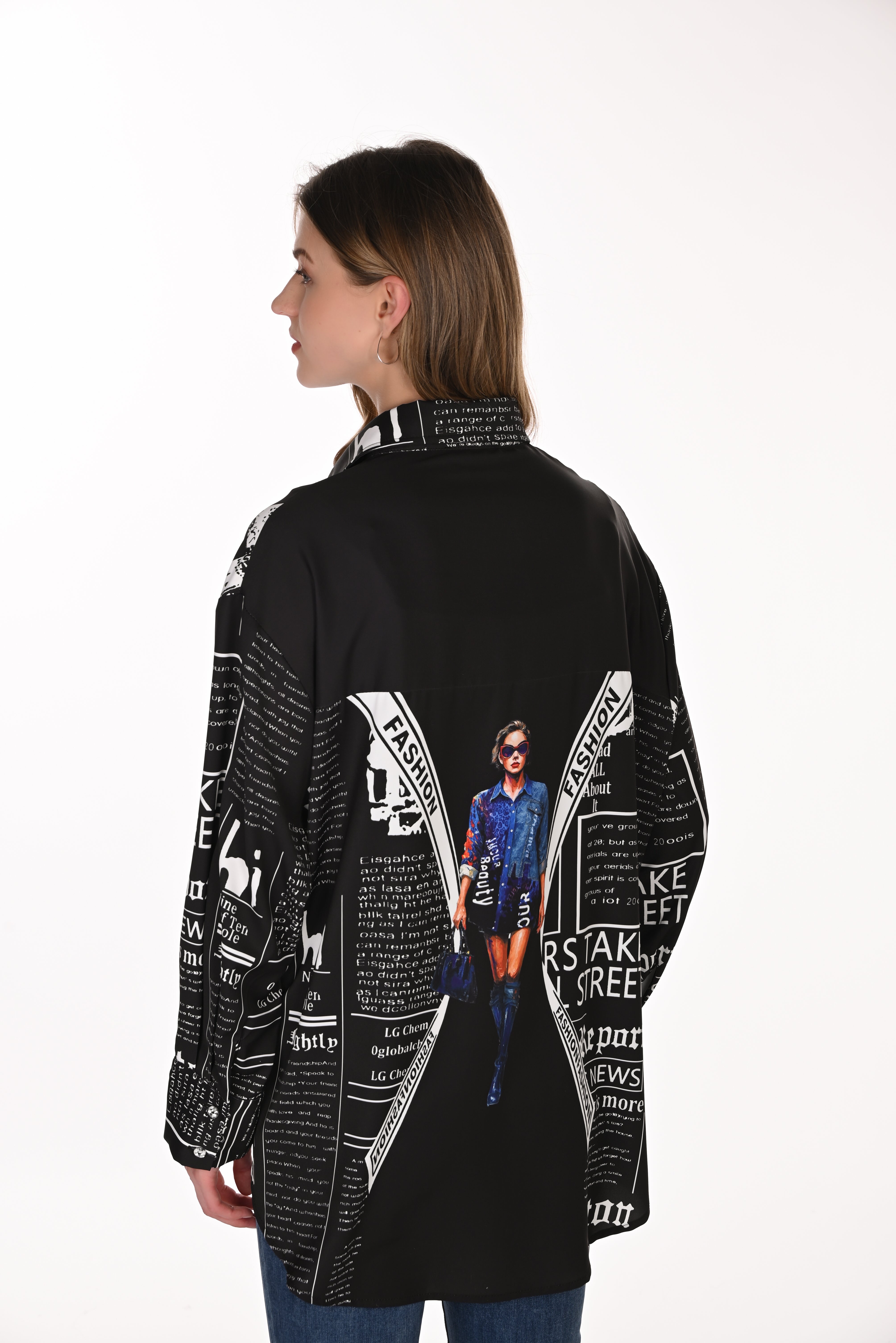 Lady & Word Print Shirt