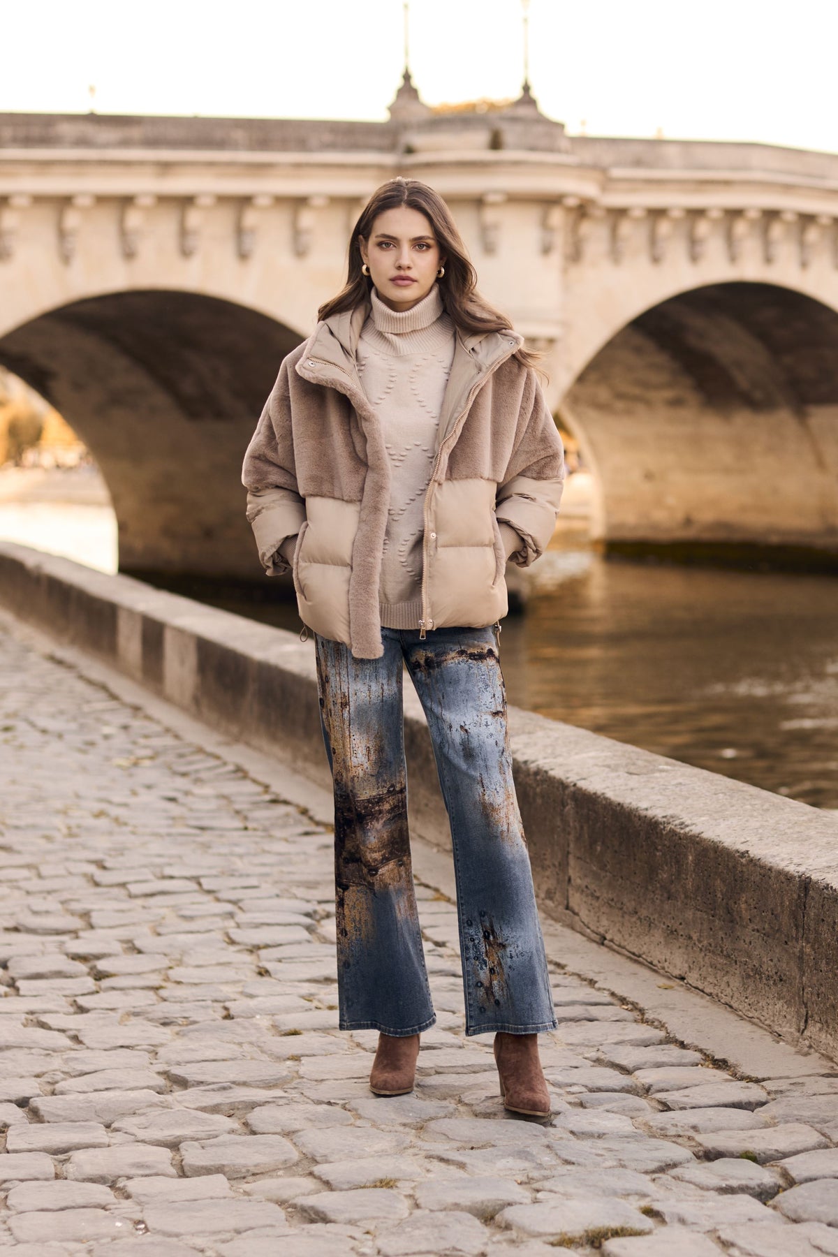 Faux Fur Trim Puff Jacket