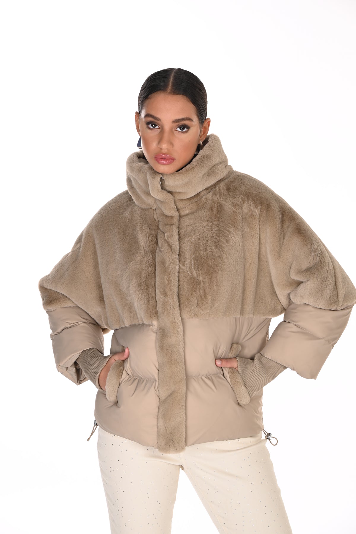 Faux Fur Trim Puff Jacket