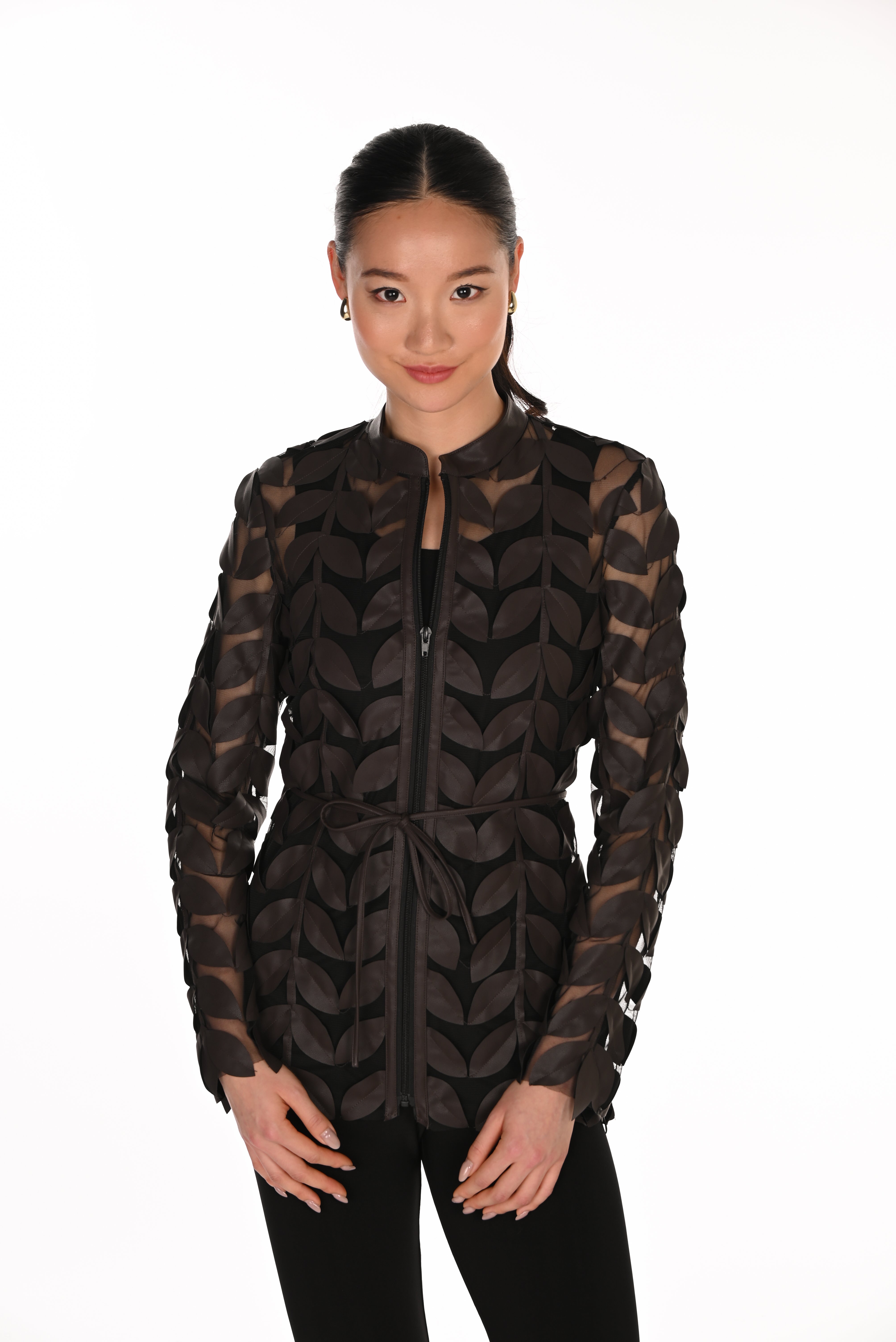 Leaf Applique Mesh Jacket