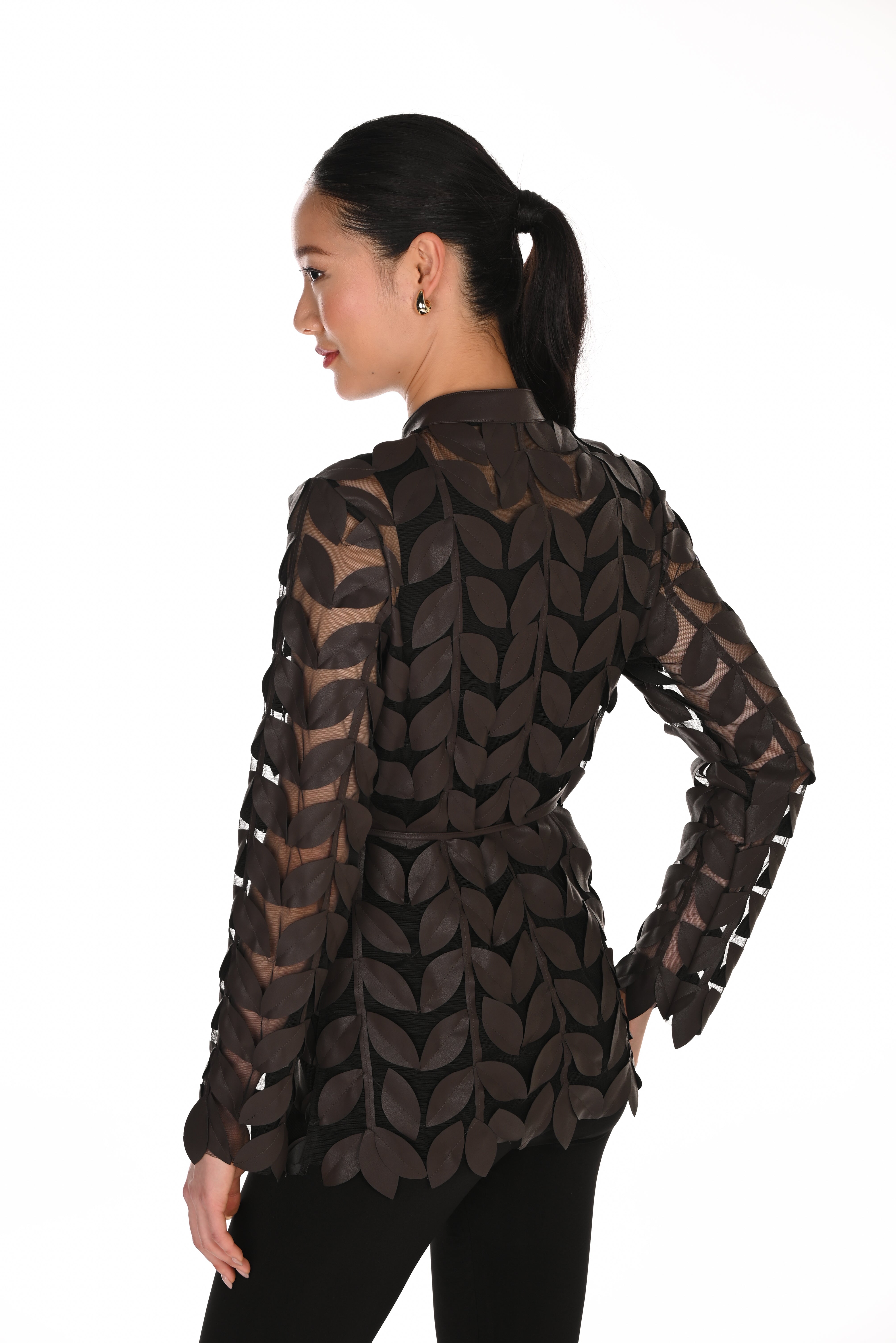 Leaf Applique Mesh Jacket