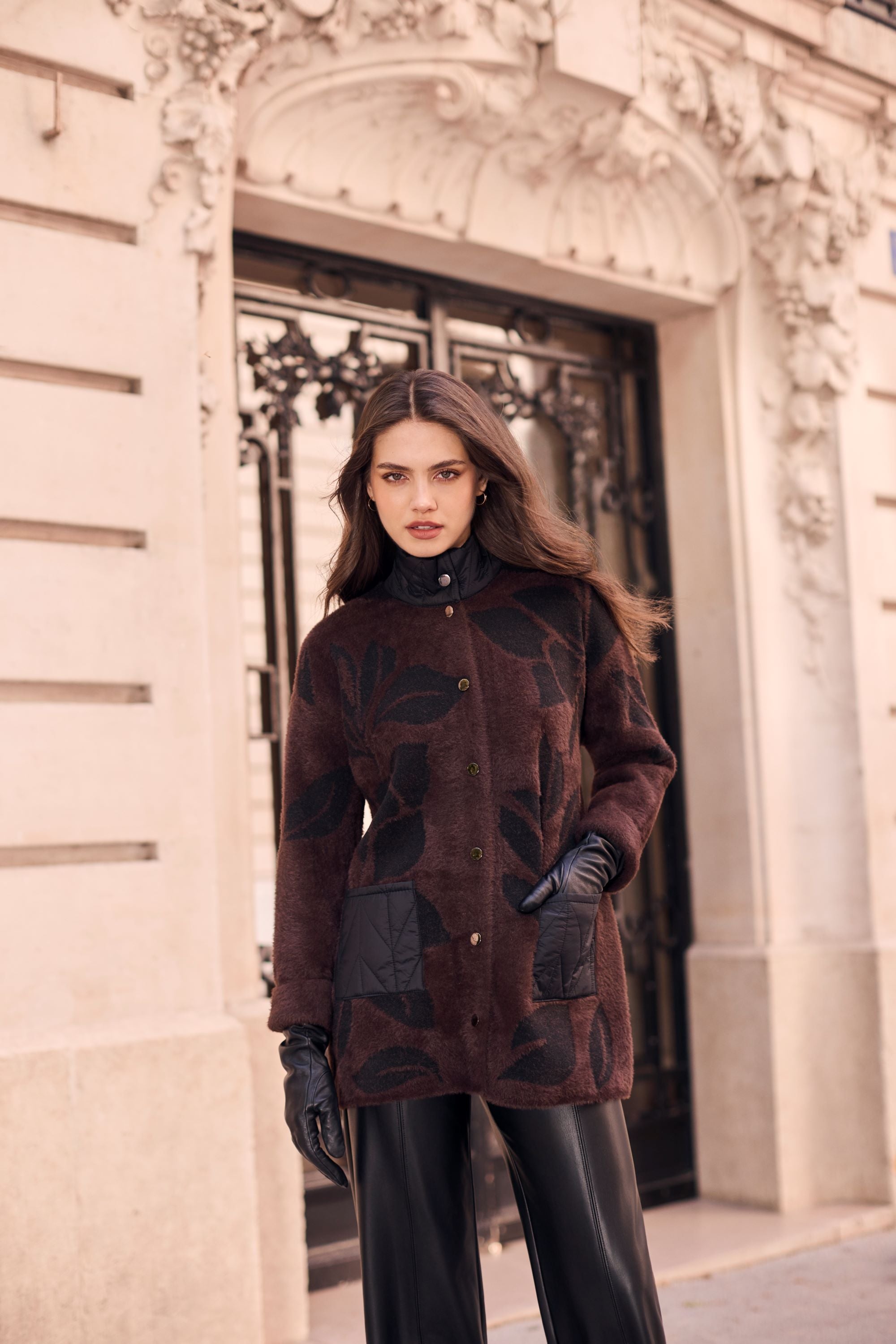 Flower Print Eyelash Knit Jacket